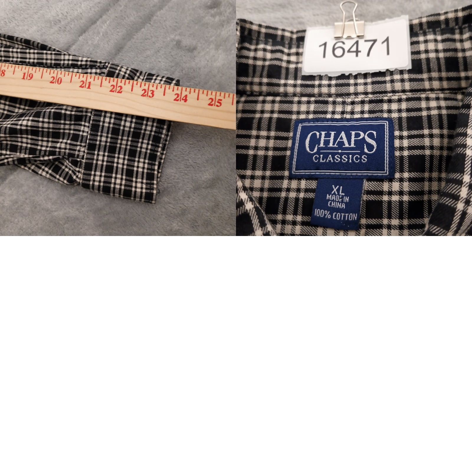 Chaps Chaps Shirt Womens XL Black Plaid Long Sleeve Button Up Pockets Cotton Size XL / US 12-14 / IT 48-50 - 8 Thumbnail