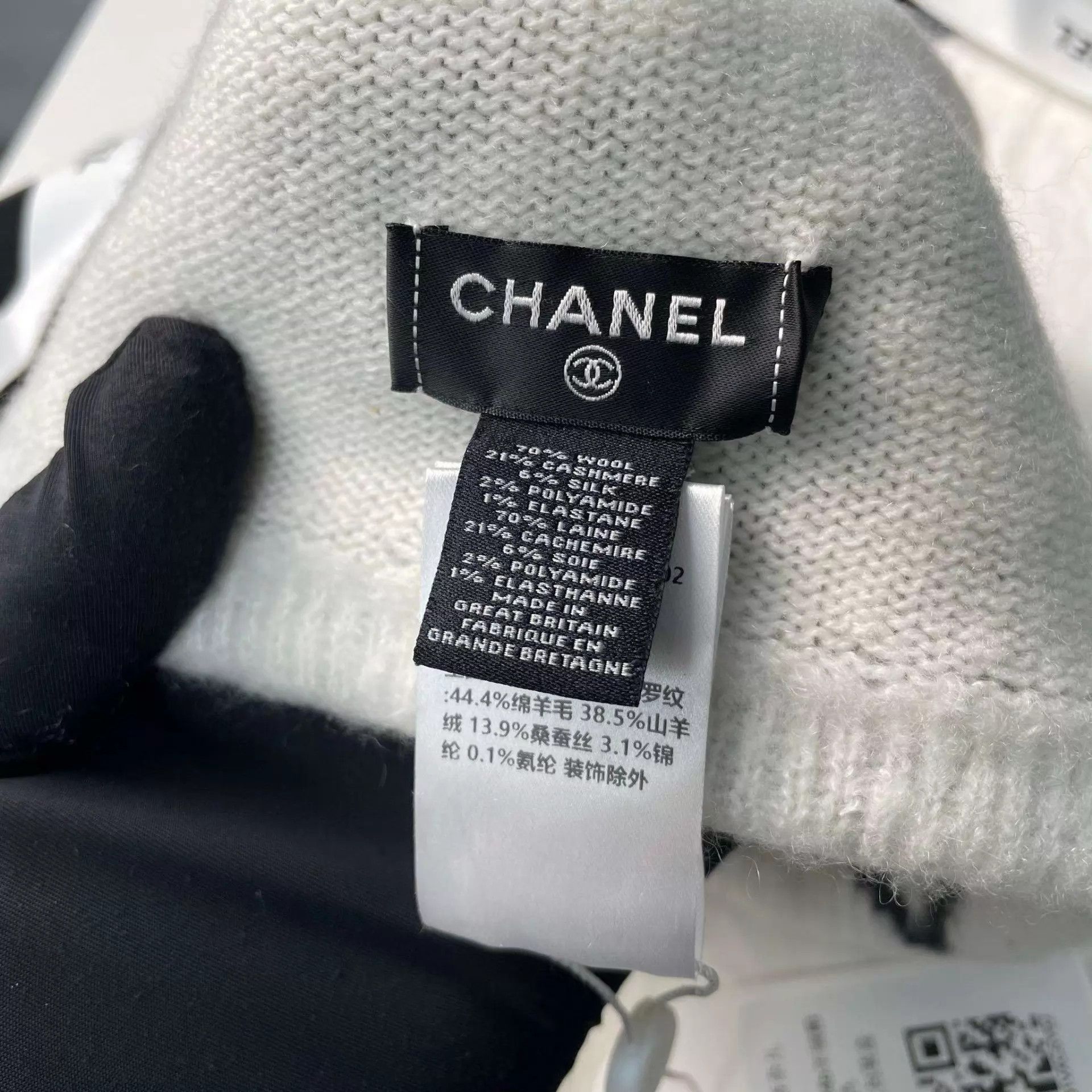 Chanel CHANEL 24B Cashmere Hat Black & White 98 New Size ONE SIZE - 6 Thumbnail
