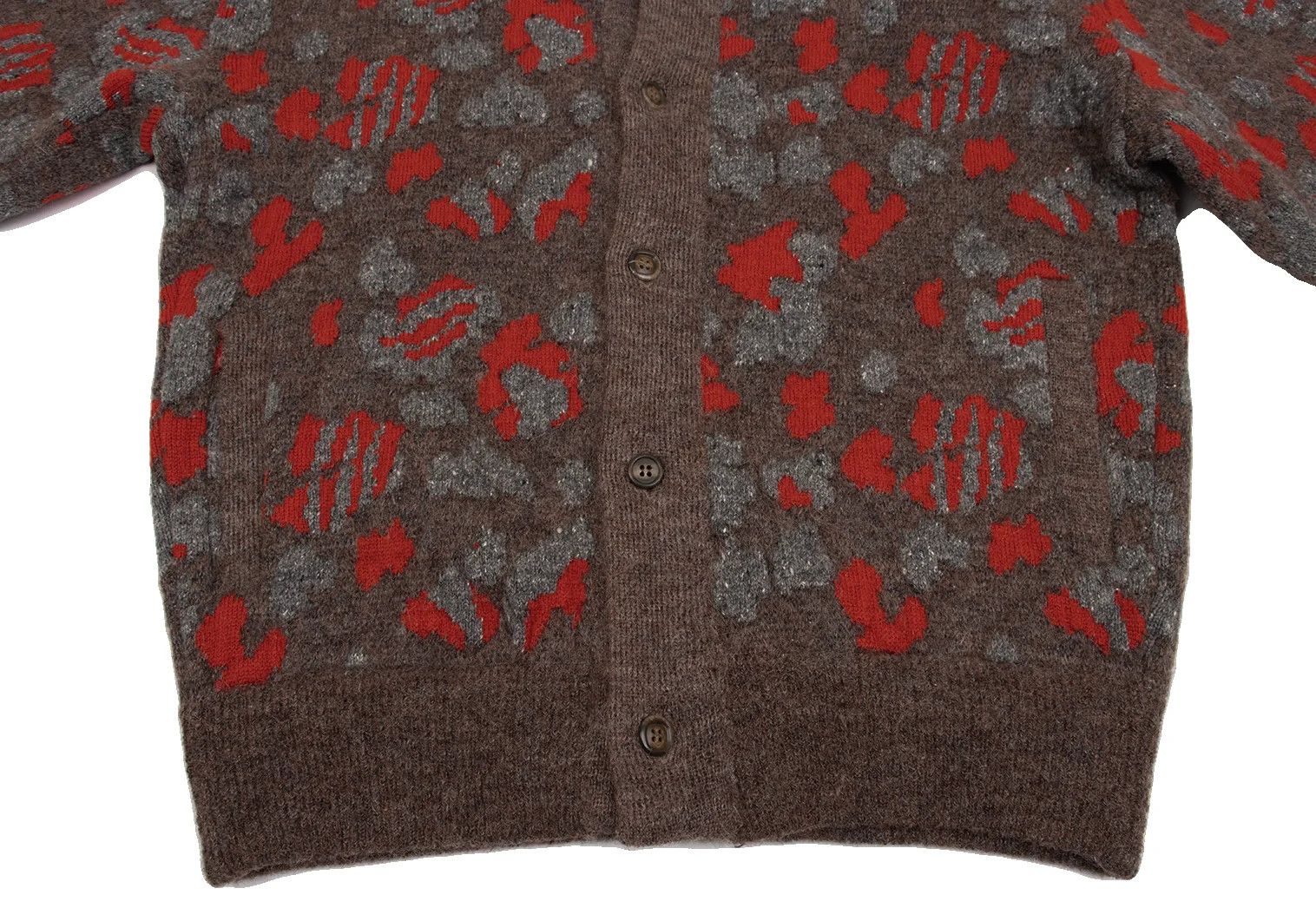 Issey Miyake Silk Blend Wool Jacquard Knit Jacket in Brown and Red Size US M / EU 48-50 / 2 - 7 Thumbnail