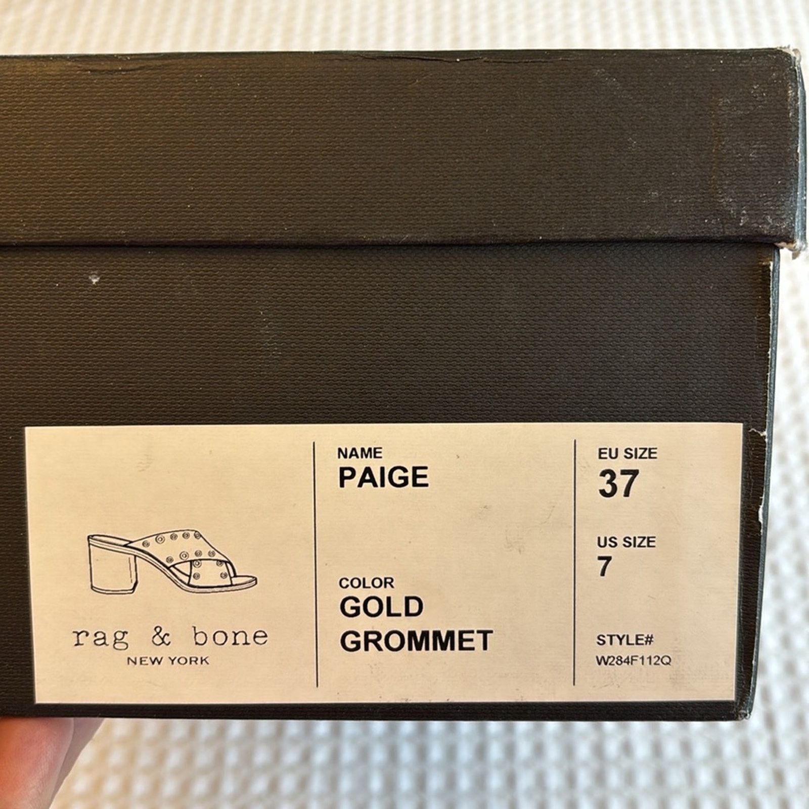 Rag & Bone NEW! Rag & Bone 7 Paige Grommet Gold Black Slide Sandal Heel Size US 7 / IT 37 - 9 Thumbnail