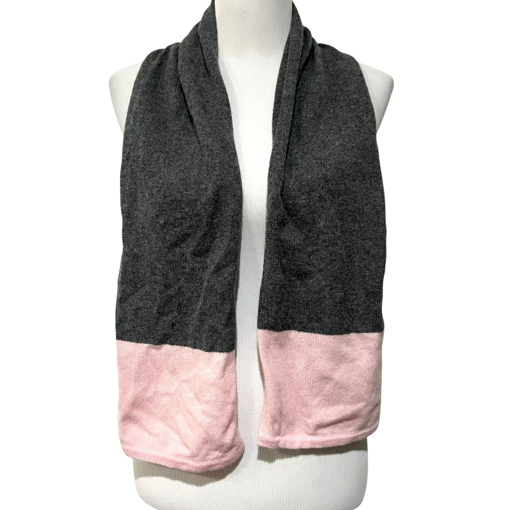 Parker Samuel Parker Clothier Scarf Gray Pink Cashmere 50x9 Made in Scotland Womens Rectangle Colorblock Preppy Classic UK Winter Fall Spring Size ONE SIZE - 3 Thumbnail