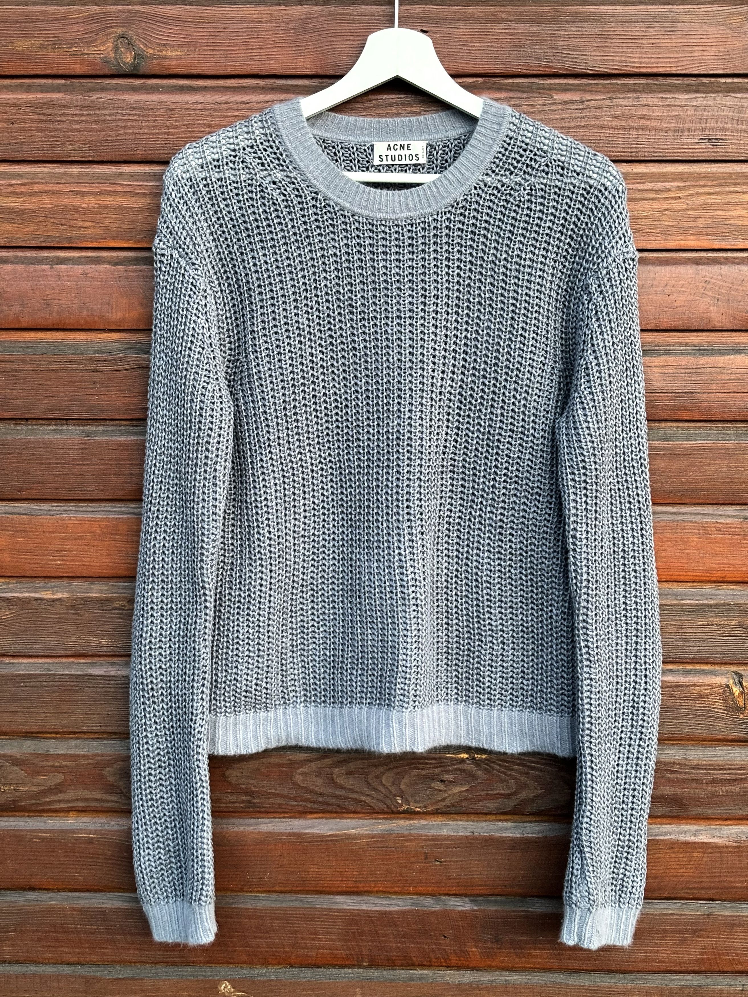 image of Acne Studios Ninon Linen Lilac Open Knit Sweater, Men's (Size Medium)