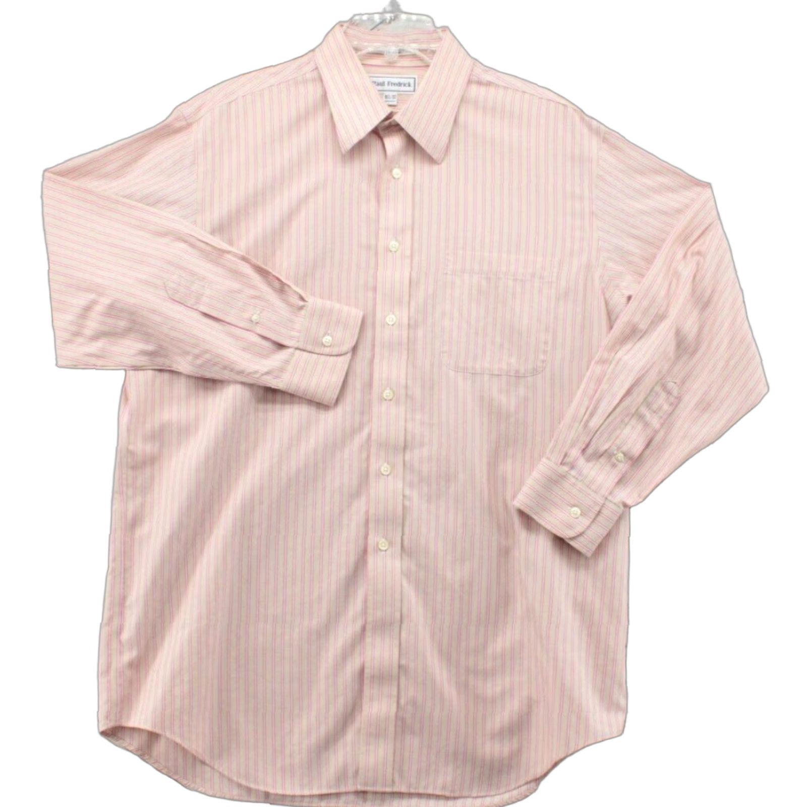 Vintage Paul Fredrick Shirt Men's 16.5 Beige Red Striped Two-Ply Cotton Dobby Casual Shirt Size US XL / EU 56 / 4 - 1 Thumbnail