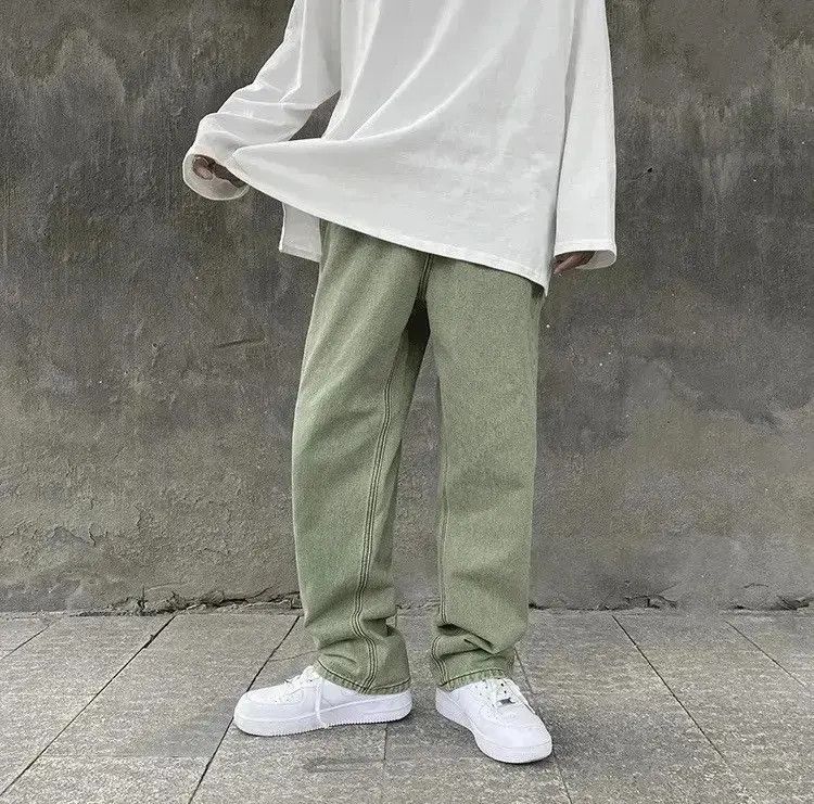 Japanese Brand Streetwear Jeans Pants Green Loose Straight Size US 30 / EU 46 - 1 Thumbnail