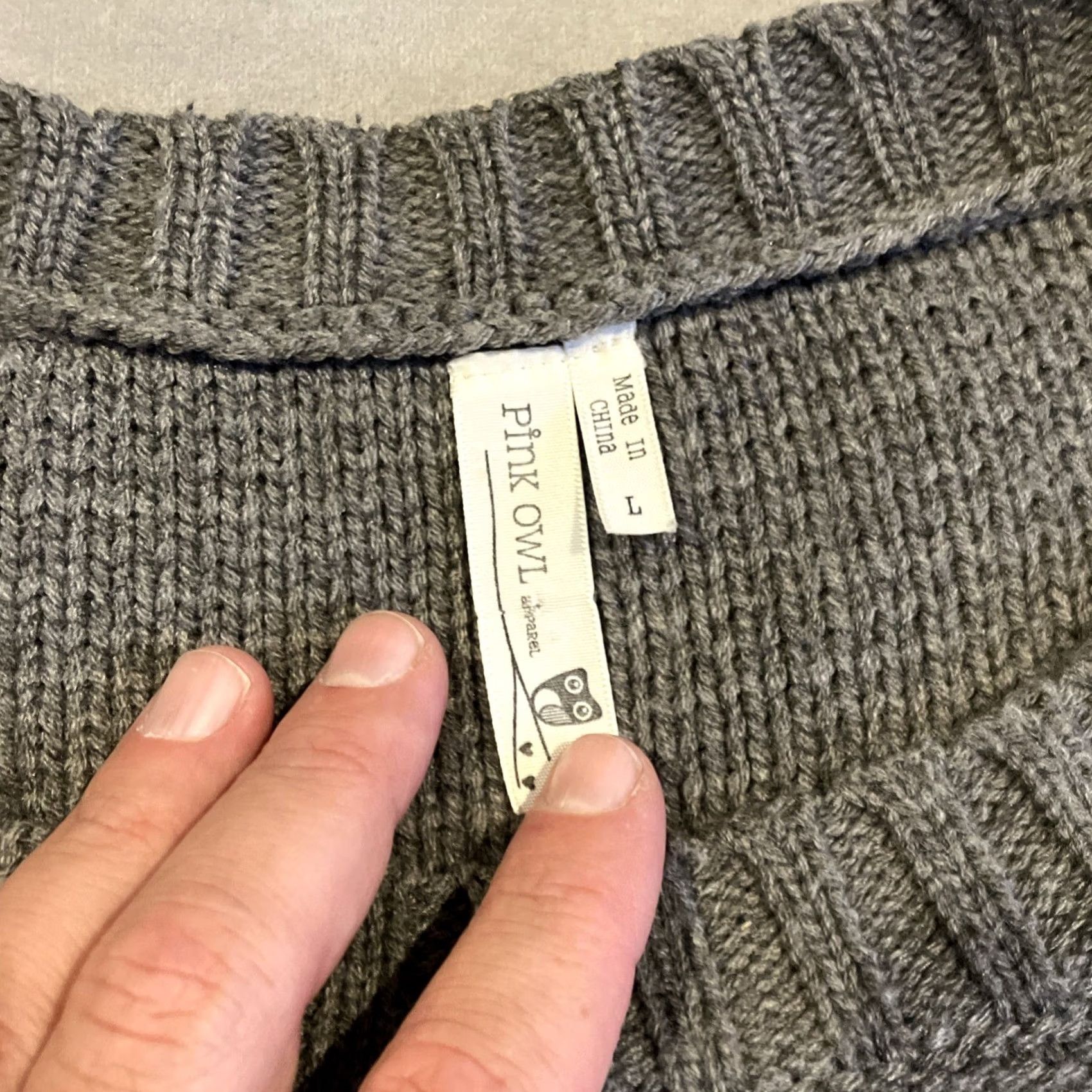 Pinko Pink Owl Sweater Large Gray Chenille SKULL Women's Beautiful Size Size L / US 10 / IT 46 - 3 Thumbnail