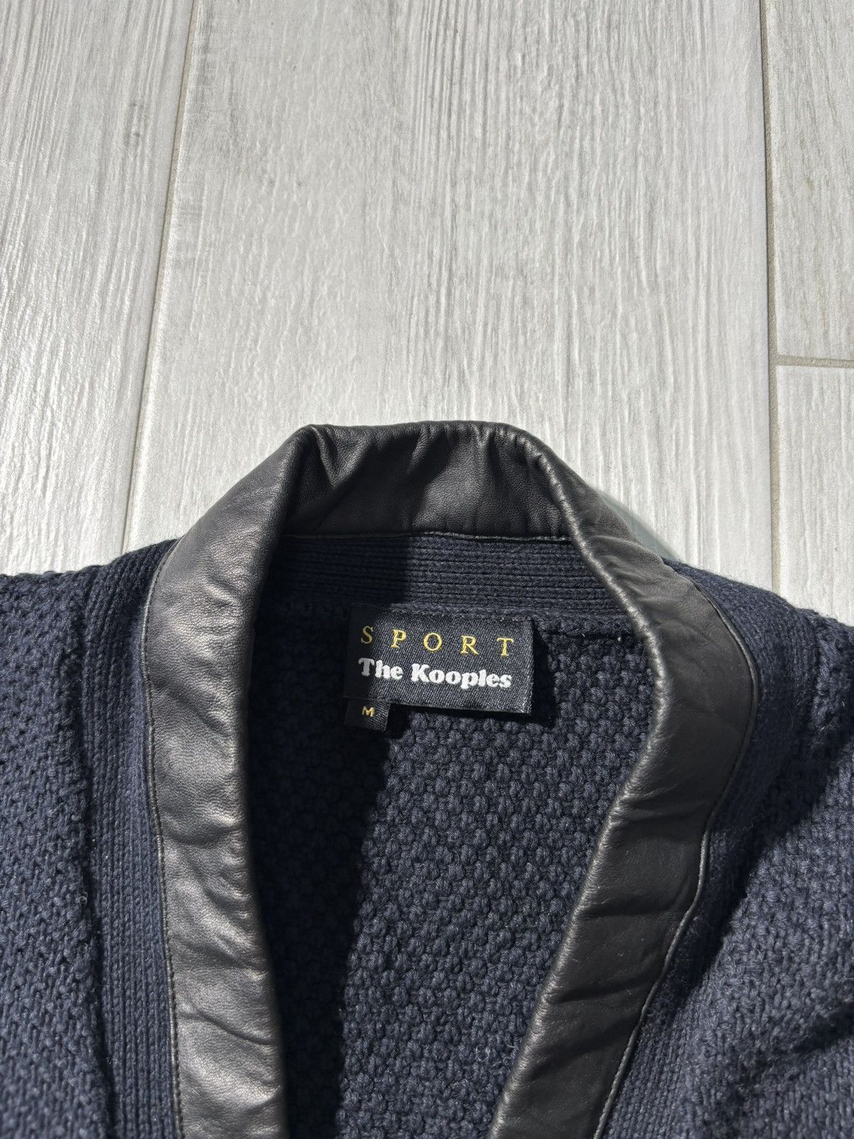 The Kooples The Kooples Cardigan Sweater Knitted Cotton Leather Neck Size US M / EU 48-50 / 2 - 4 Thumbnail