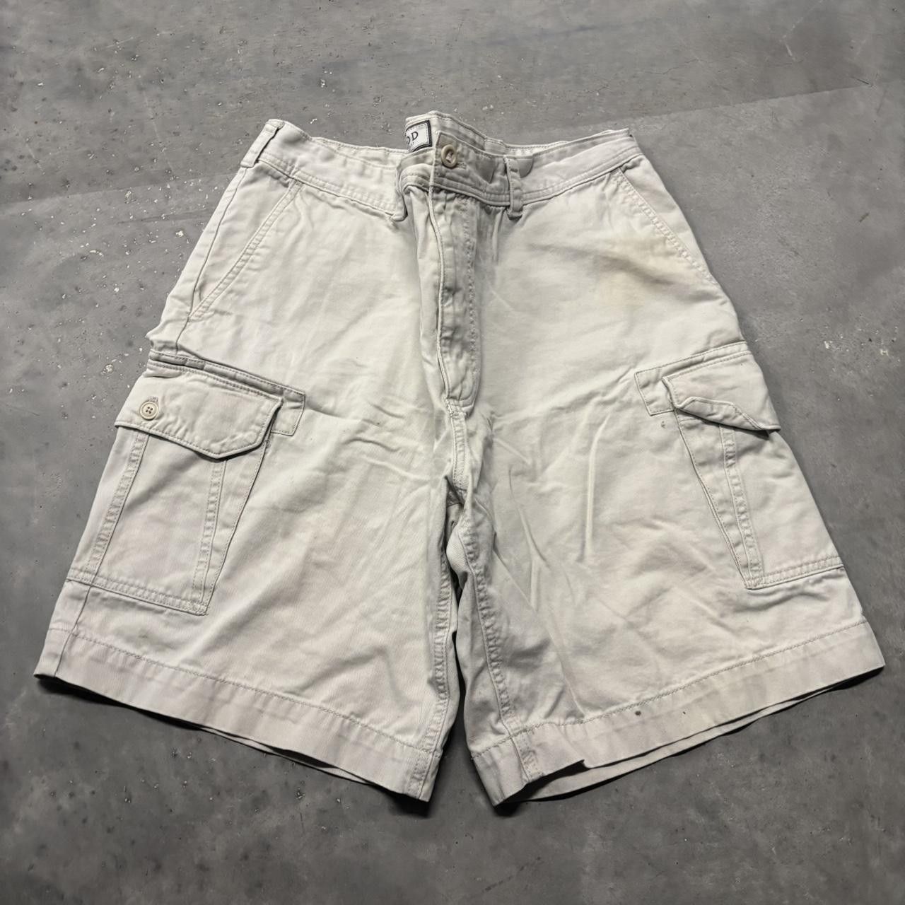 Japanese Brand × Vintage Crazy Vintage Y2K/2000s Baggy White Streetwear Skater Cargo Shorts! Size US 38 / EU 54 - 1 Thumbnail