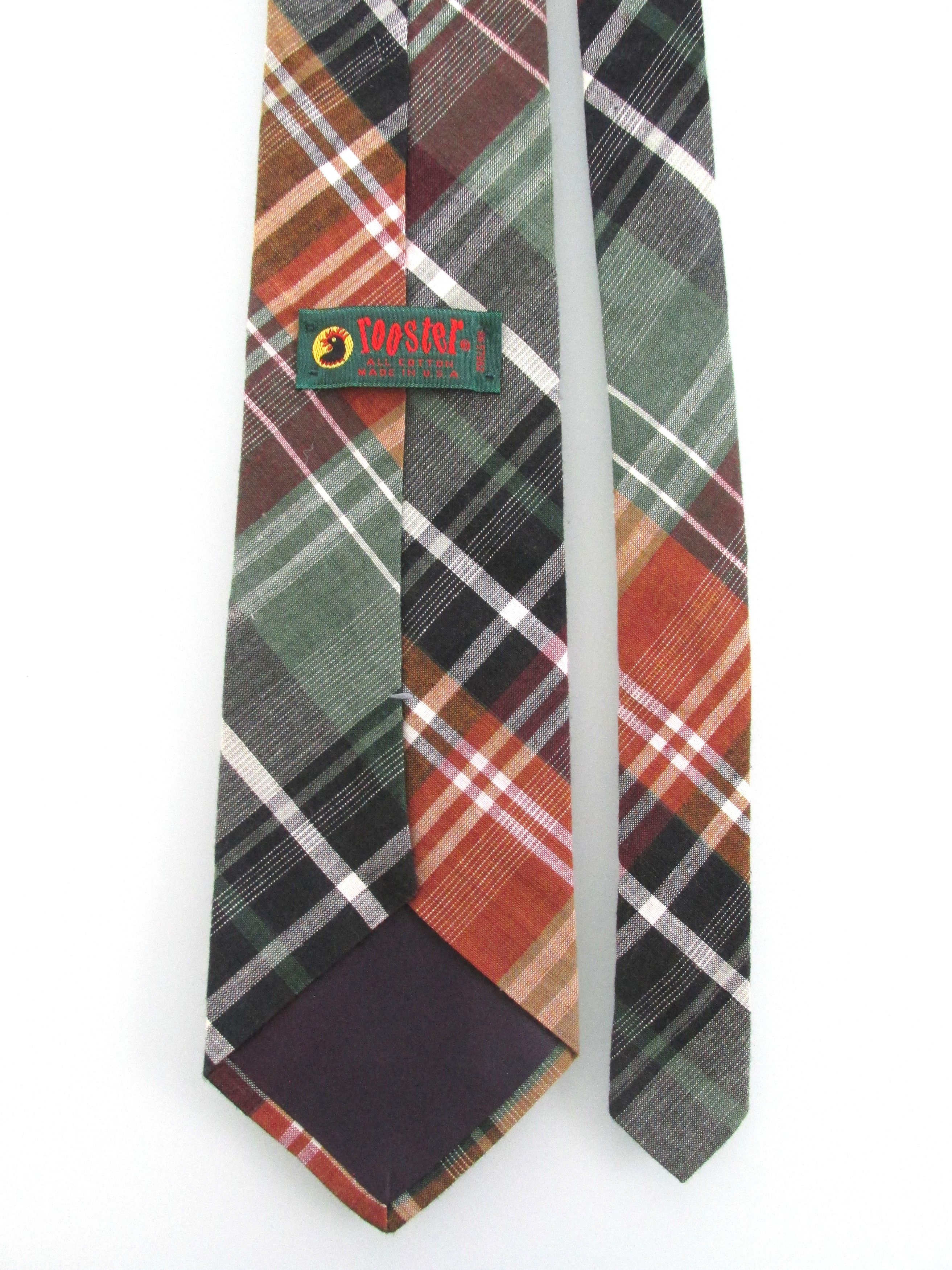 Vintage Rooster Vintage Men's Cotton Plaid Ties Size ONE SIZE - 4 Thumbnail