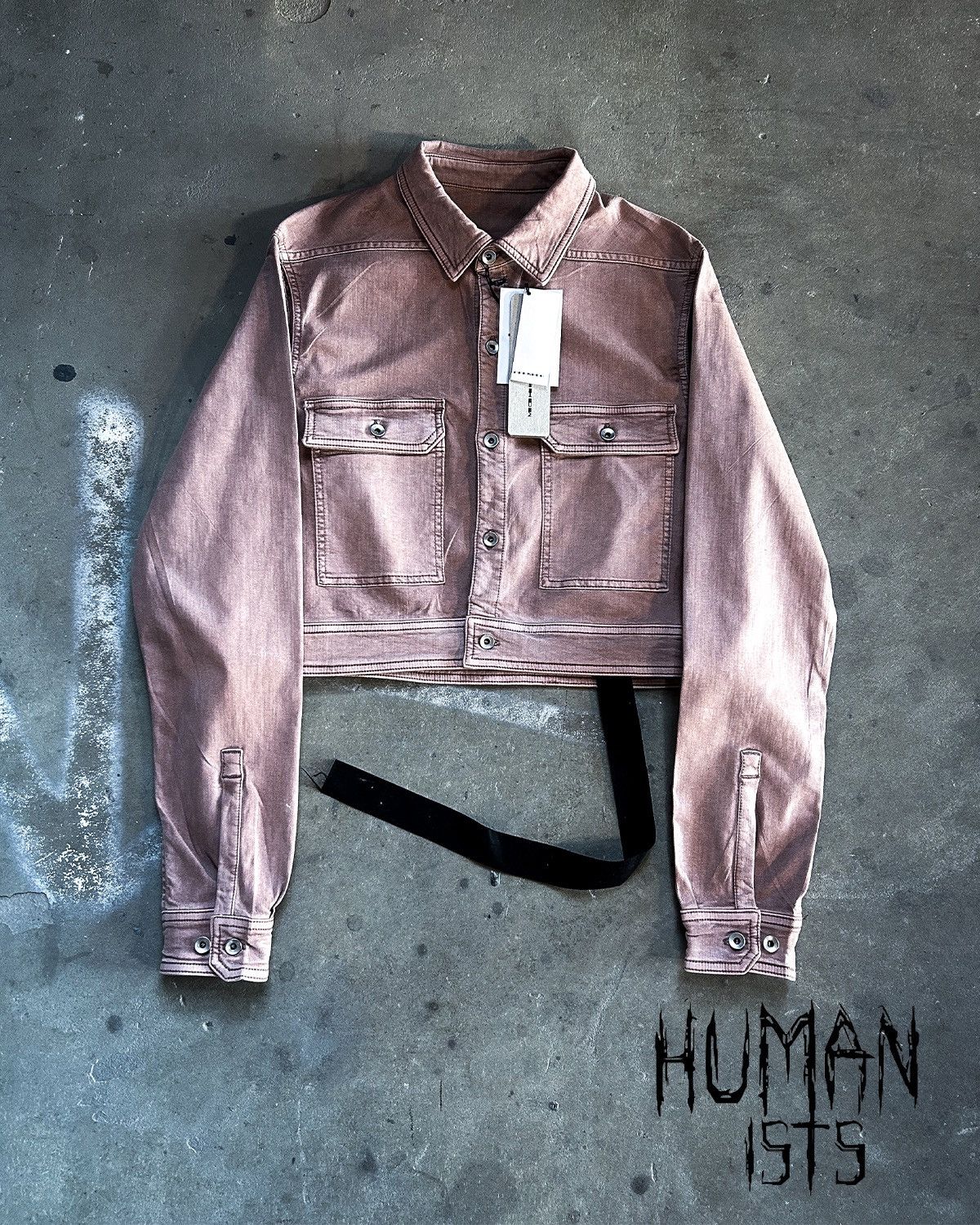 Rick Owens DARK PINK CROPPED DENIM CAPE OVERSHIRT Size S / US 4 / IT 40 - 1 Thumbnail