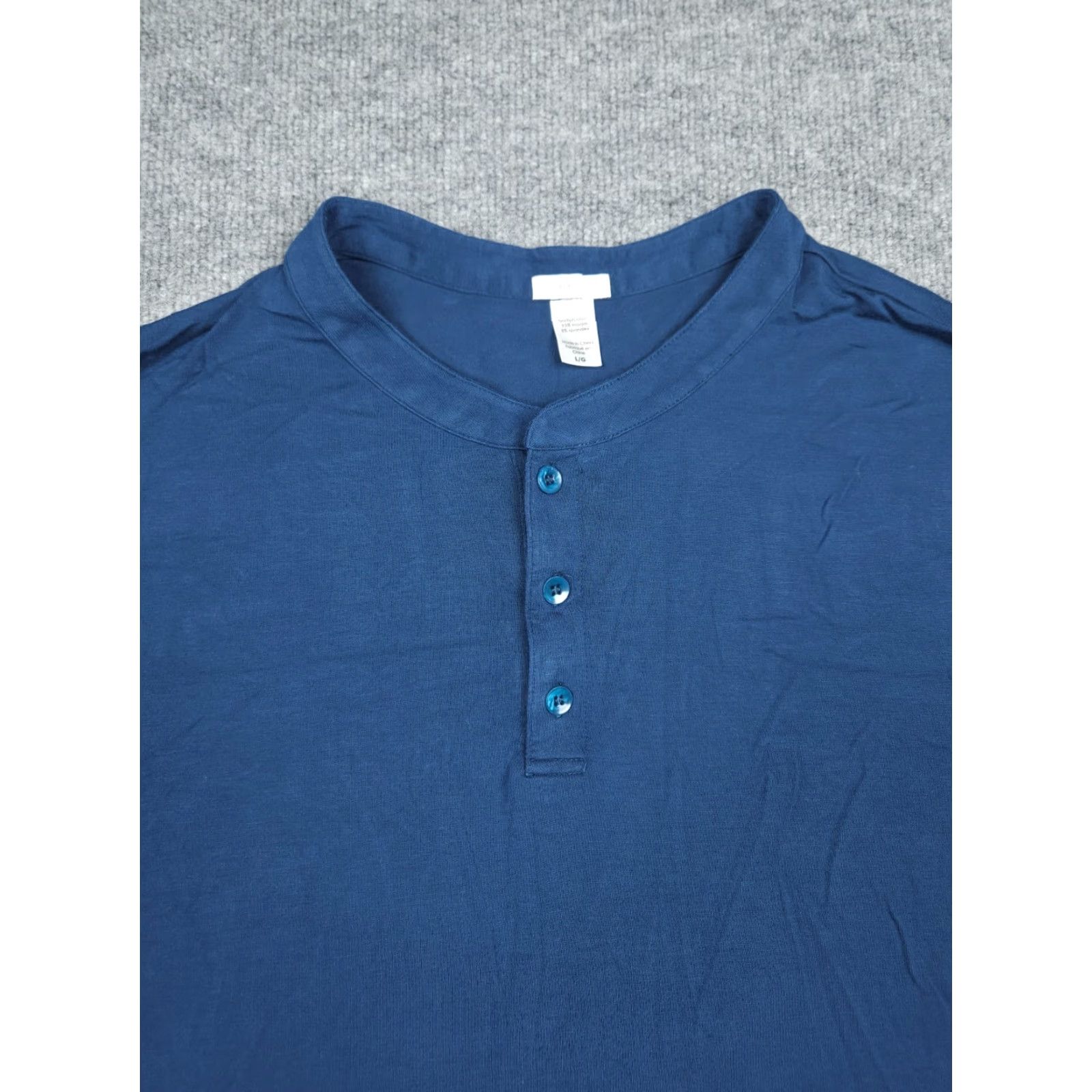 Eberjey Eberjey Shirt Top Men's Large Blue Henley Pajama Modal Blend Long Sleeve Size US L / EU 52-54 / 3 - 2 Thumbnail