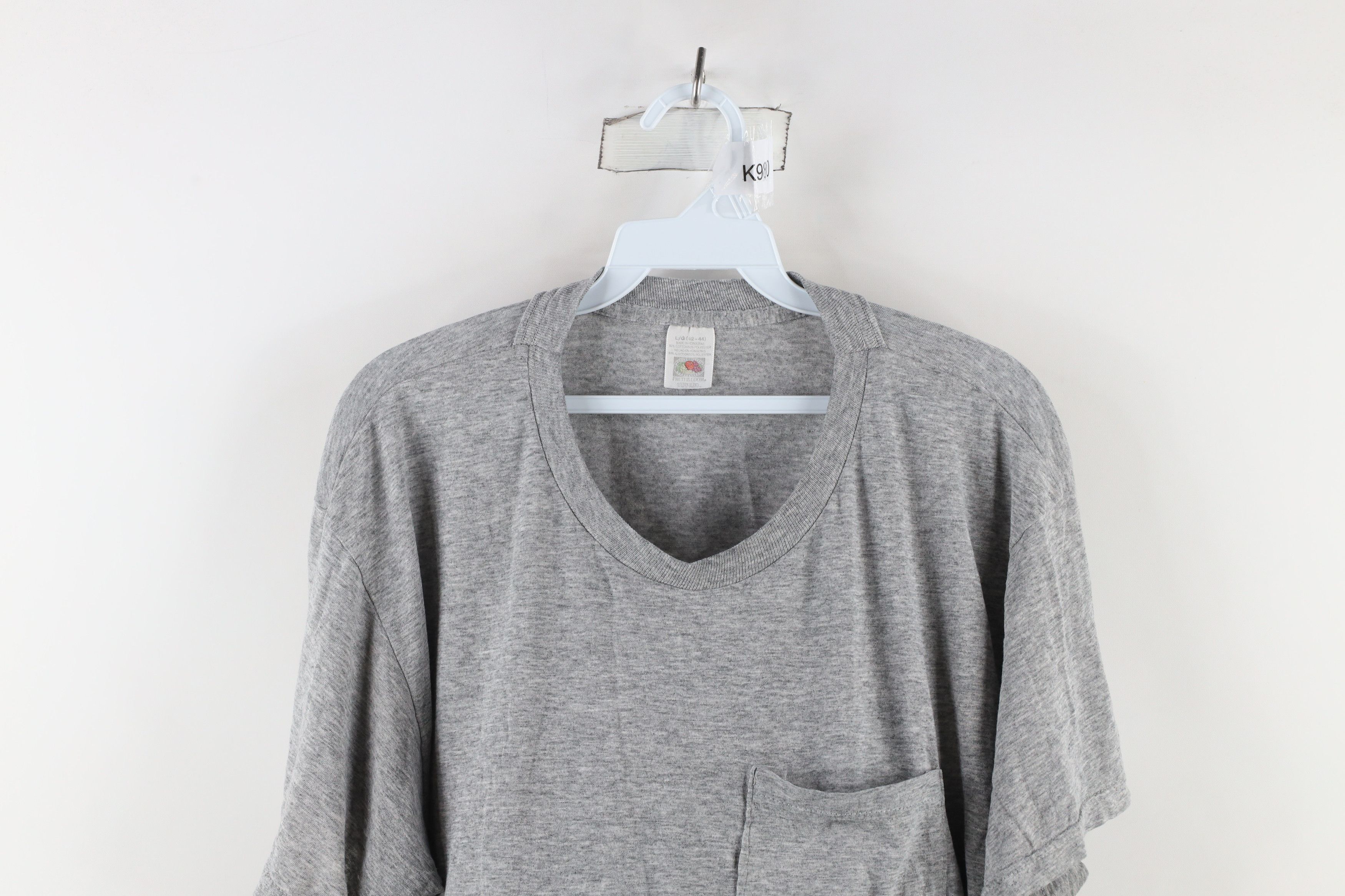 Vintage Vintage 90s Streetwear Blank Pocket T-Shirt Heather Gray Size US L / EU 52-54 / 3 - 2 Thumbnail