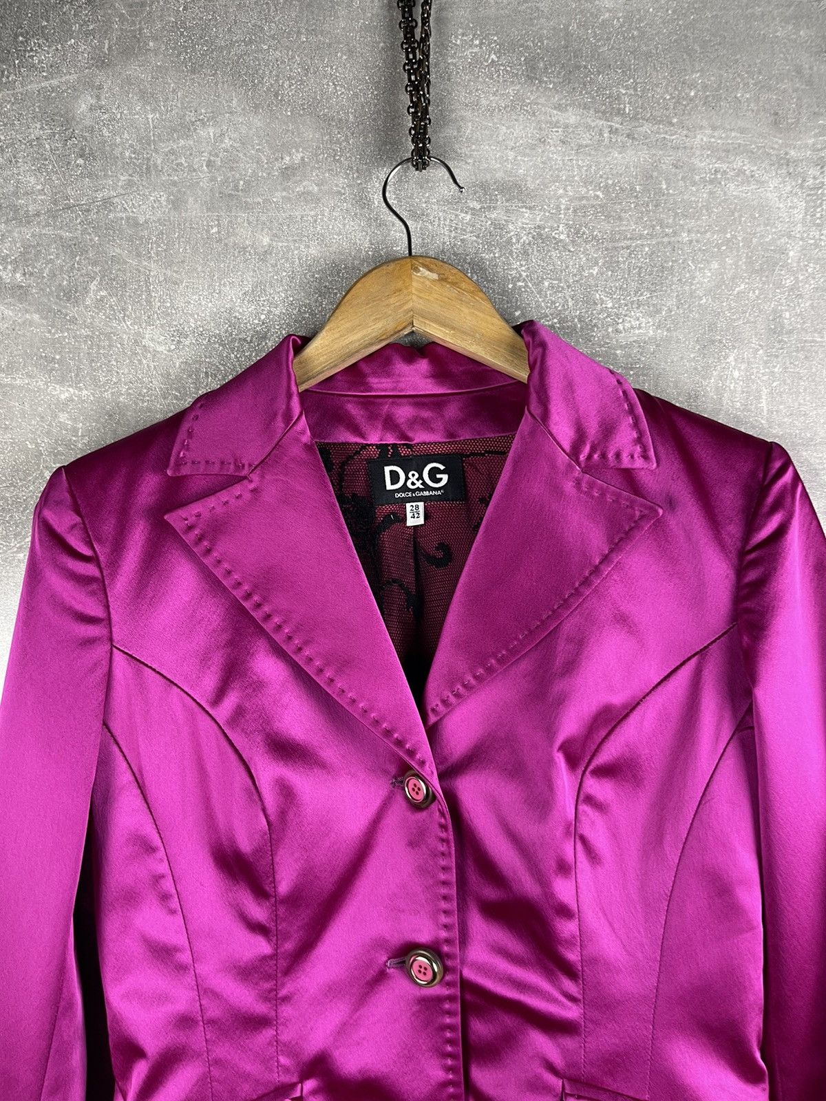 Dolce & Gabbana D&G Dolce & Gabbana Fuchsia Pink Satin Blazer 00s Size M / US 6-8 / IT 42-44 - 7 Thumbnail
