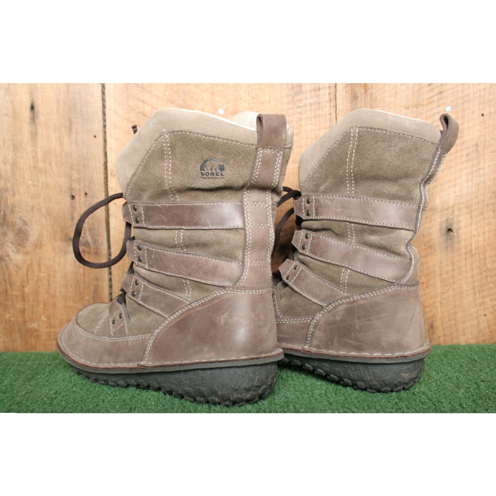 SOREL VINTAGE Sorel Kaya Boots Women Leather Suede Brown Sherpa Lined Winter Lace Up 5.5 Womens Size US 6 / IT 36 - 3 Thumbnail