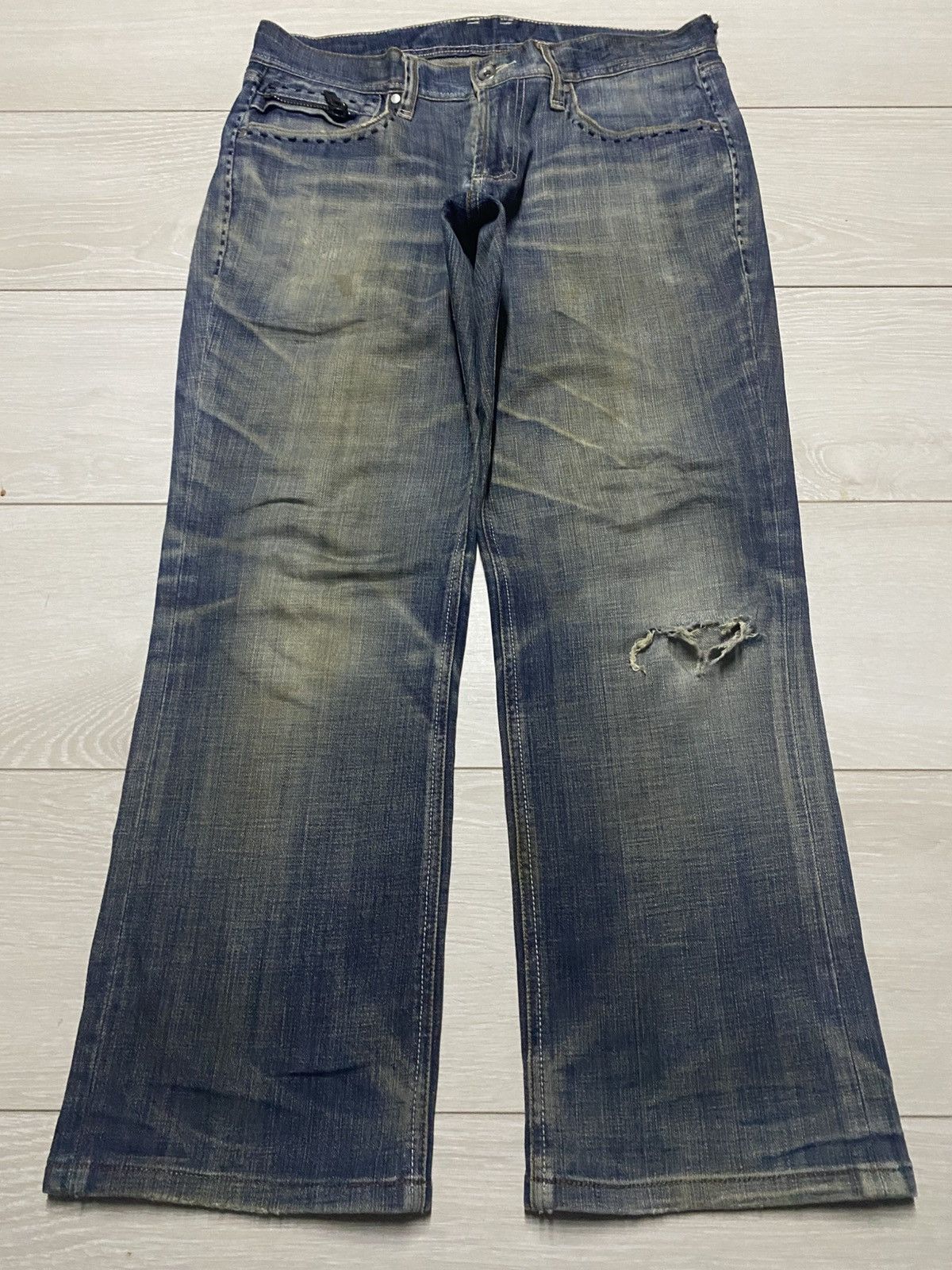 Japanese Brand Vintage Japanese Brand Male.co Mud wash Distressed Jeans Size US 32 / EU 48 - 1 Thumbnail
