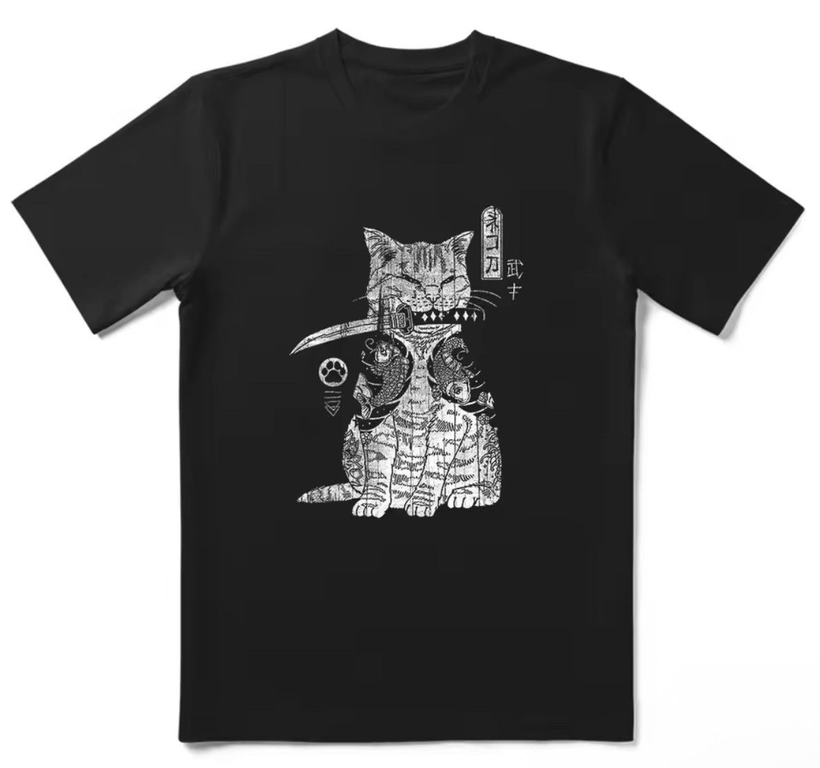 Other Streetwear Samurai Japanese Cat Print T-Shirt Punk Size US XXL / EU 58 / 5 - 1 Thumbnail
