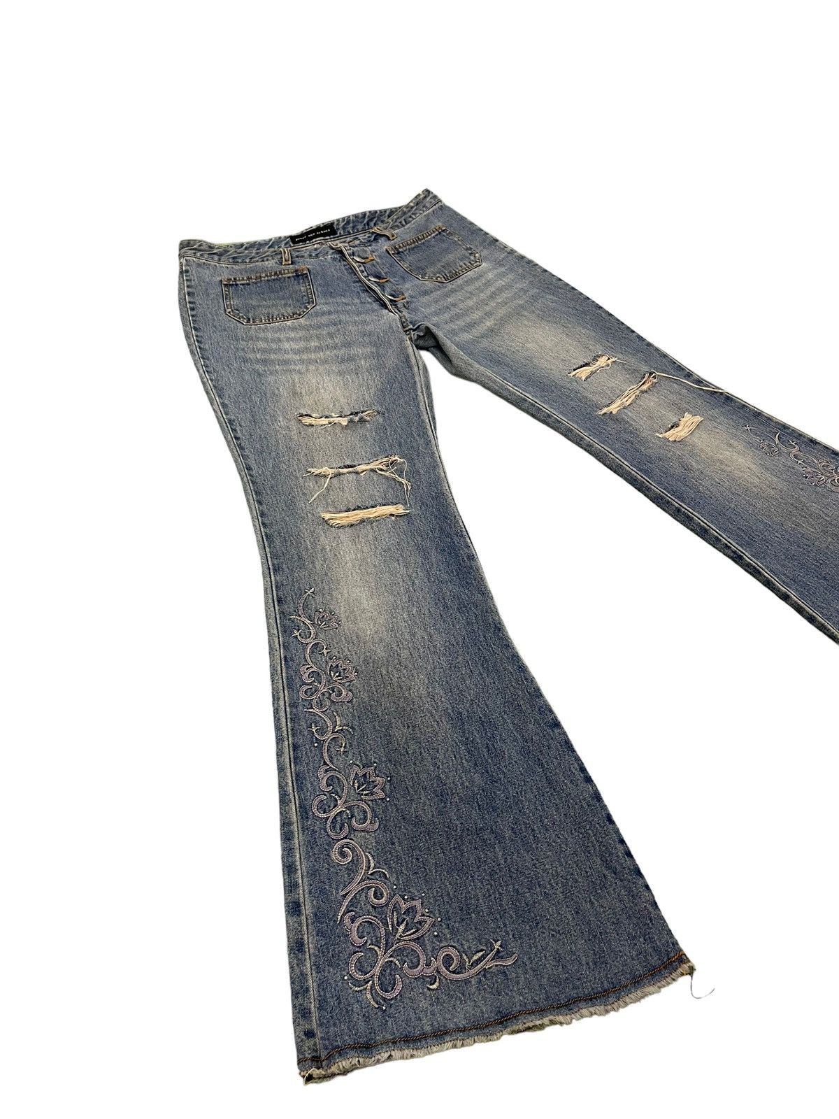 Japanese Brand Flare Jeans Jouer Aux Eches Distress Thin Bell Bottom 8🟦2 Size US 32 / EU 48 - 1 Thumbnail