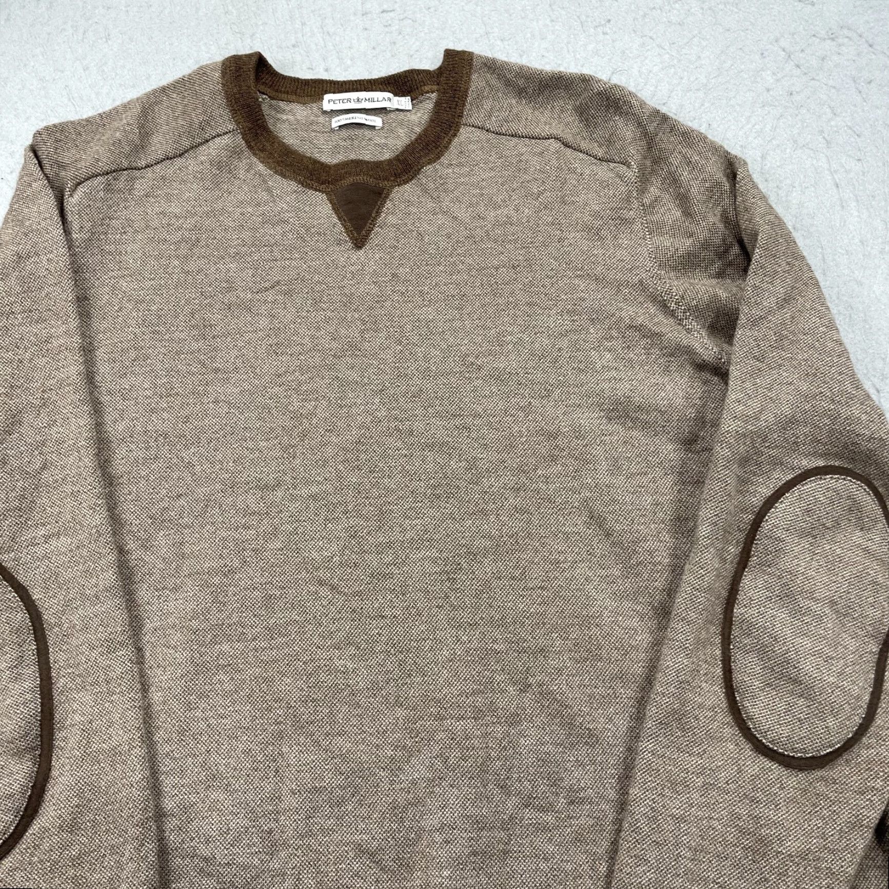 Peter Millar Peter Millar Sweater Mens XL Brown Crewneck 100% Merino Wool Elbow Patch Knit Pullover Classic Golf Style Size US XL / EU 56 / 4 - 3 Thumbnail