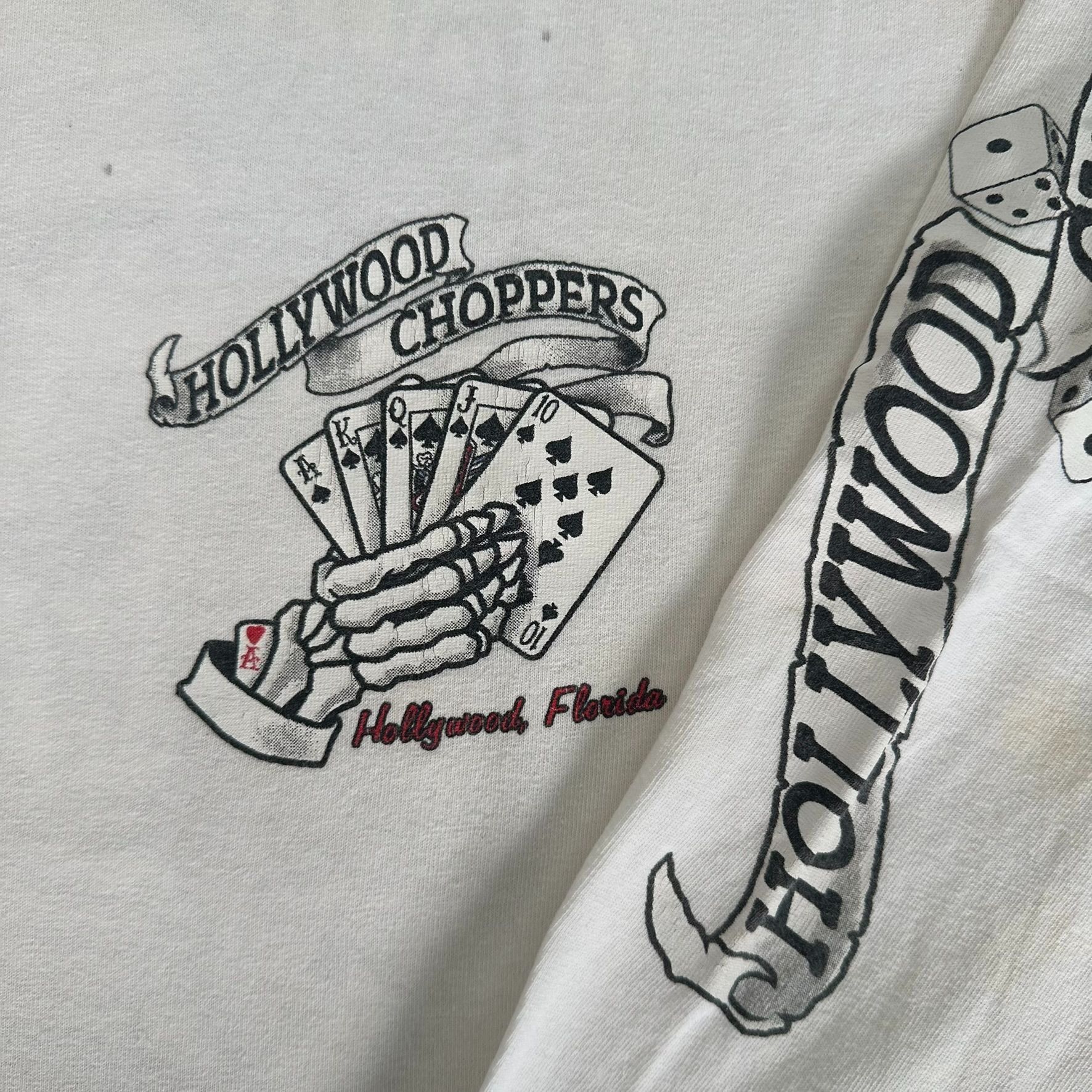 Gildan Vintage Y2K Hollywood Choppers T-Shirt Gambling Skull Biker Size US XL / EU 56 / 4 - 4 Thumbnail