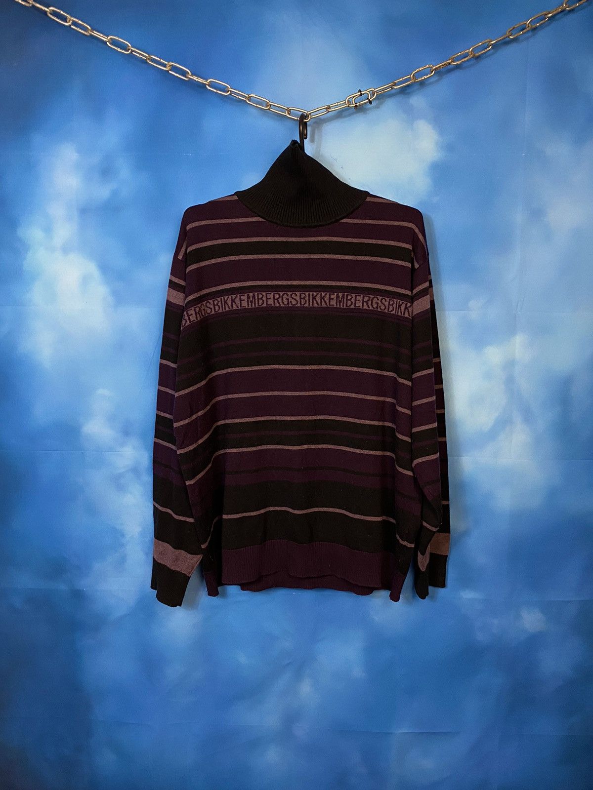 Dirk Bikkembergs × Vintage 💥 Dirk BIKKEMBERGS Striped high neck sweater Size US L / EU 52-54 / 3 - 3 Thumbnail