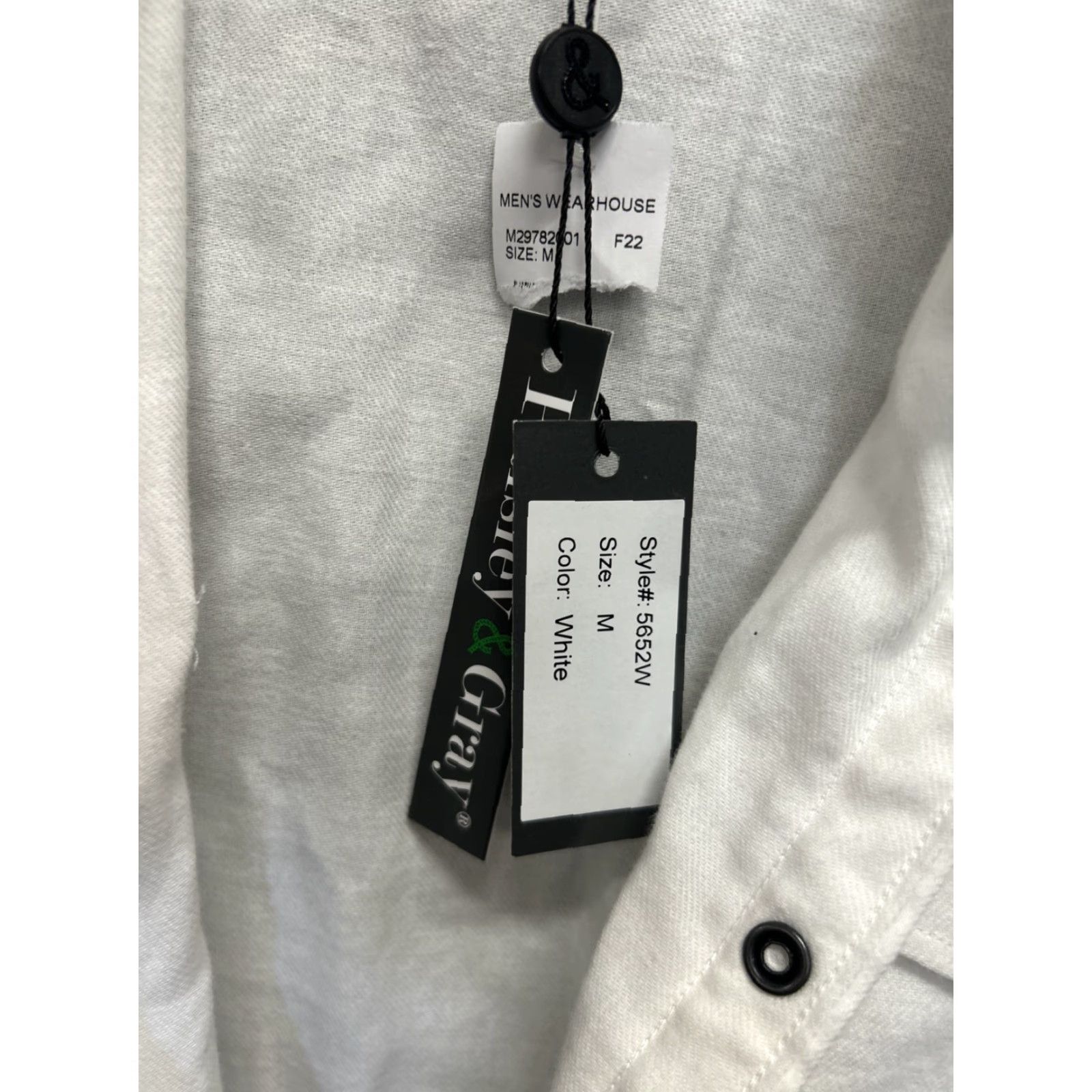 Vintage Paisley Gray Men's Long Sleeve White Shirt Size M Slim