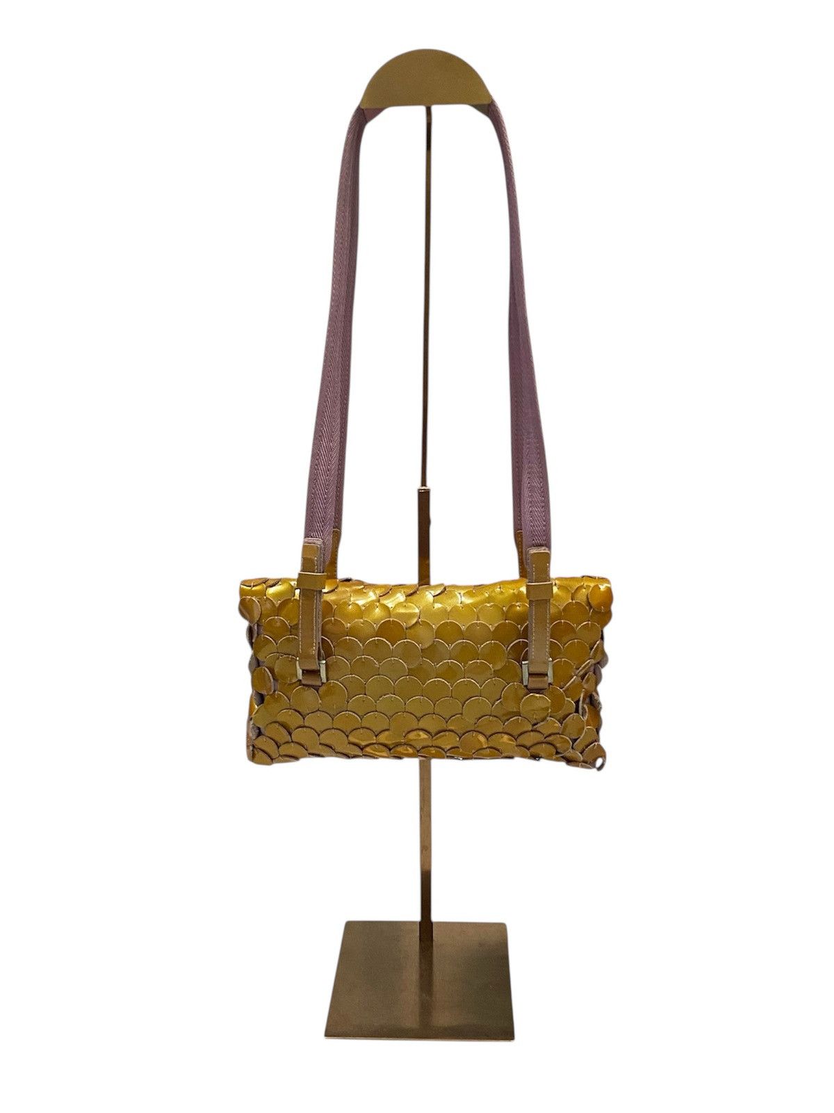 Prada Prada Gold Patent Paillet Leather Shoulder Bag Size ONE SIZE - 3 Thumbnail