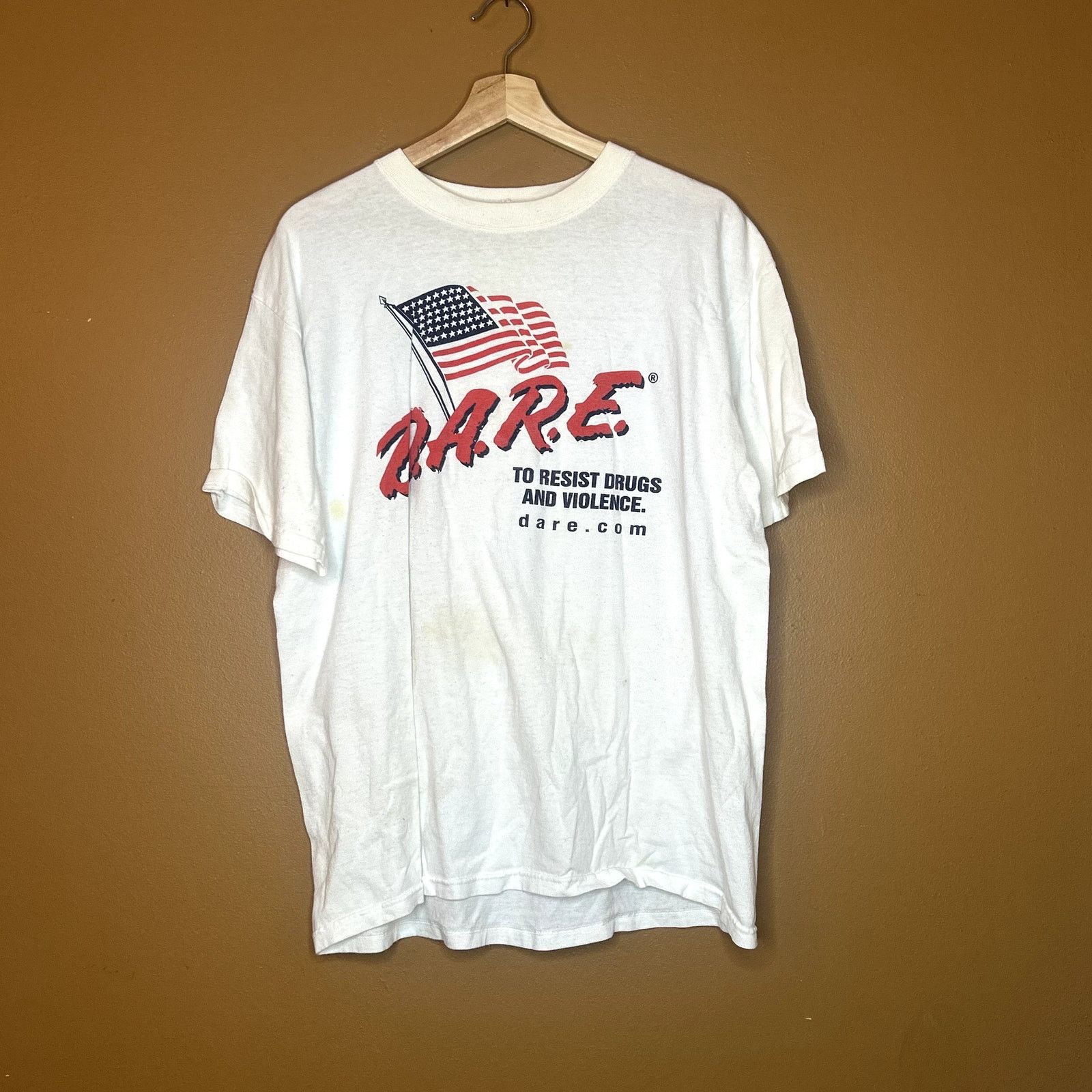 Anvil × Vintage Y2K DARE USA T-Shirt Has stains Size US XL / EU 56 / 4 - 3 Thumbnail
