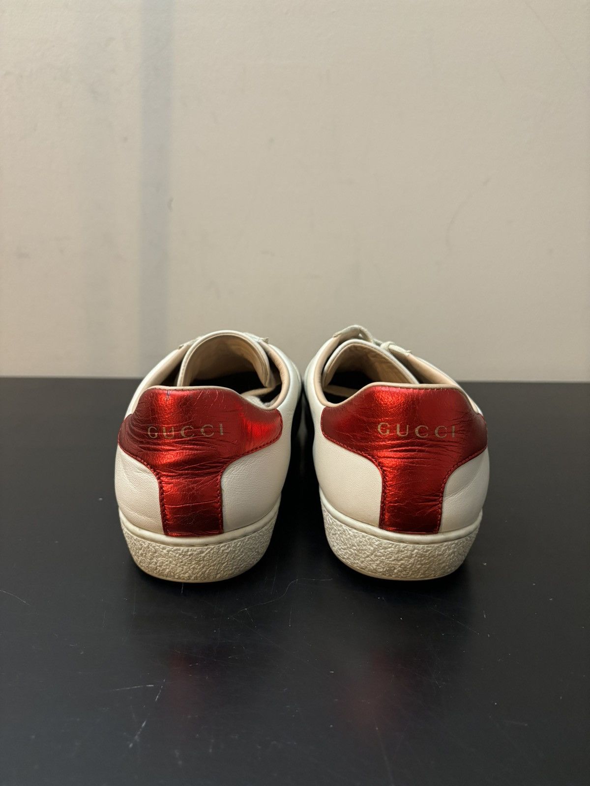 Gucci Gucci Ace Band Stripe Leather Sneakers White Red Size US 8 / IT 38 - 5 Thumbnail