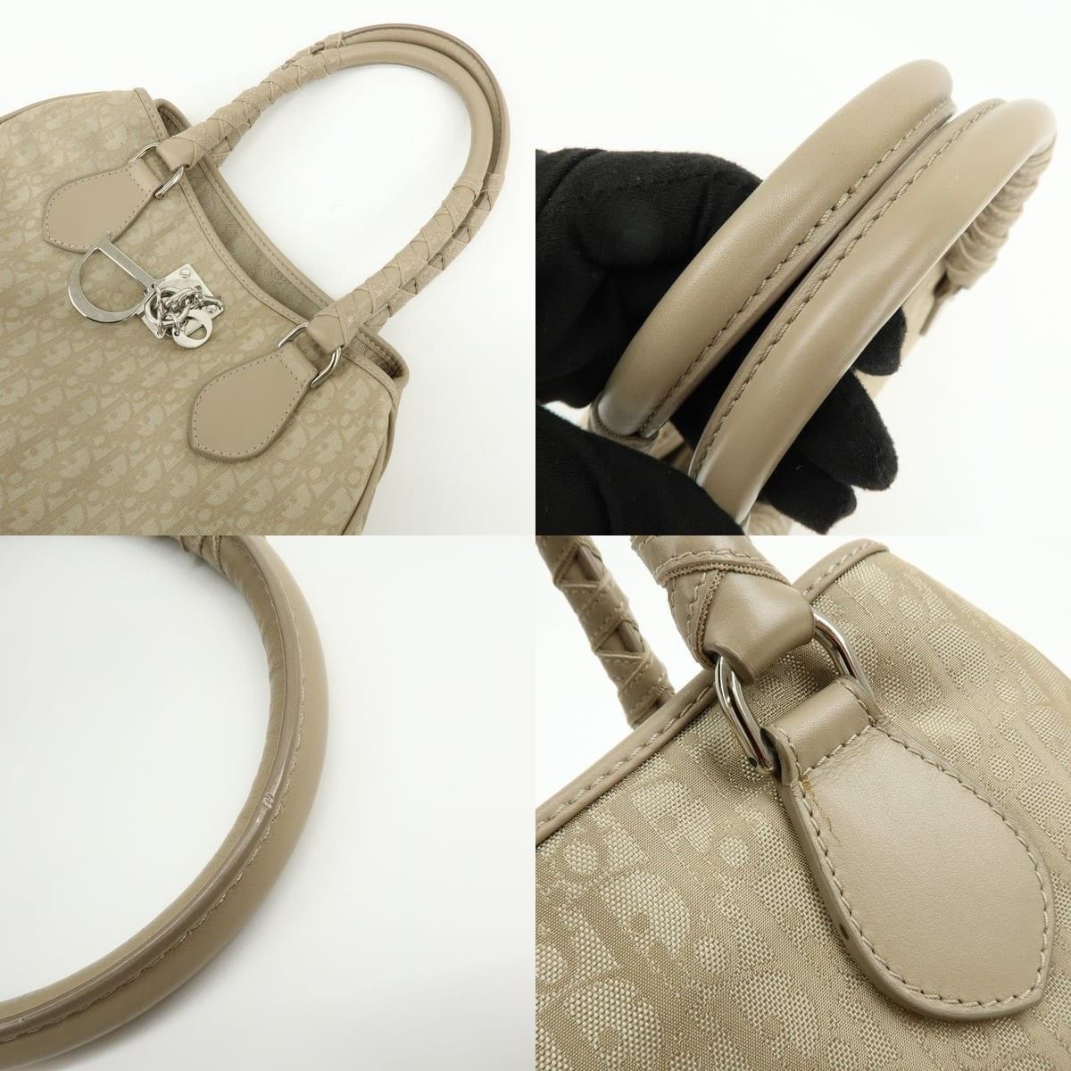 Christian Dior Monsieur Christian Dior Romantic Trotter Coated Canvas Tote Beige Size ONE SIZE - 4 Thumbnail