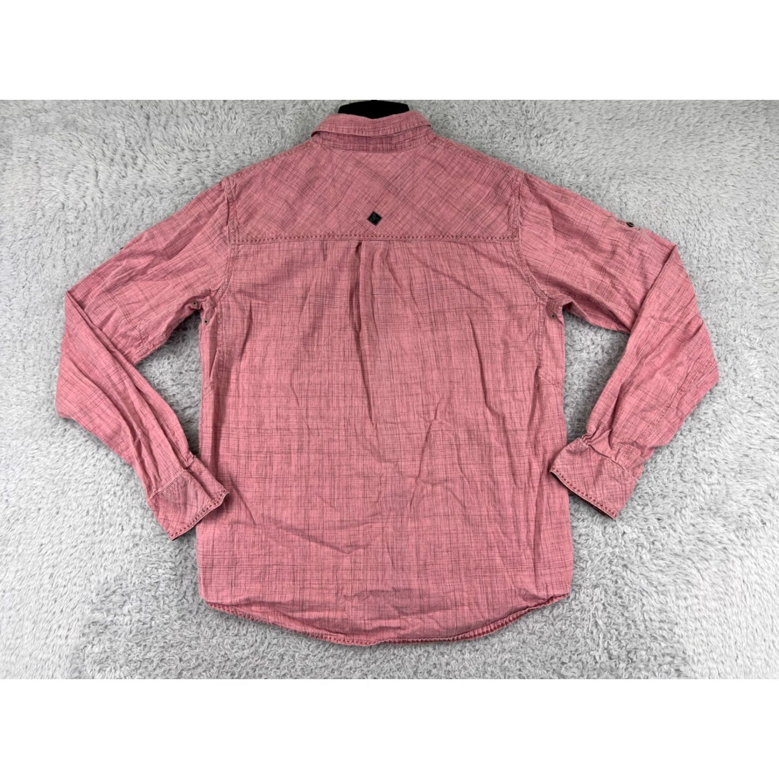 Prana prAna Mens Button-Up Shirt Medium Pink Long Sleeve With Pockets Crosshatch Pattern Size US M / EU 48-50 / 2 - 2 Thumbnail