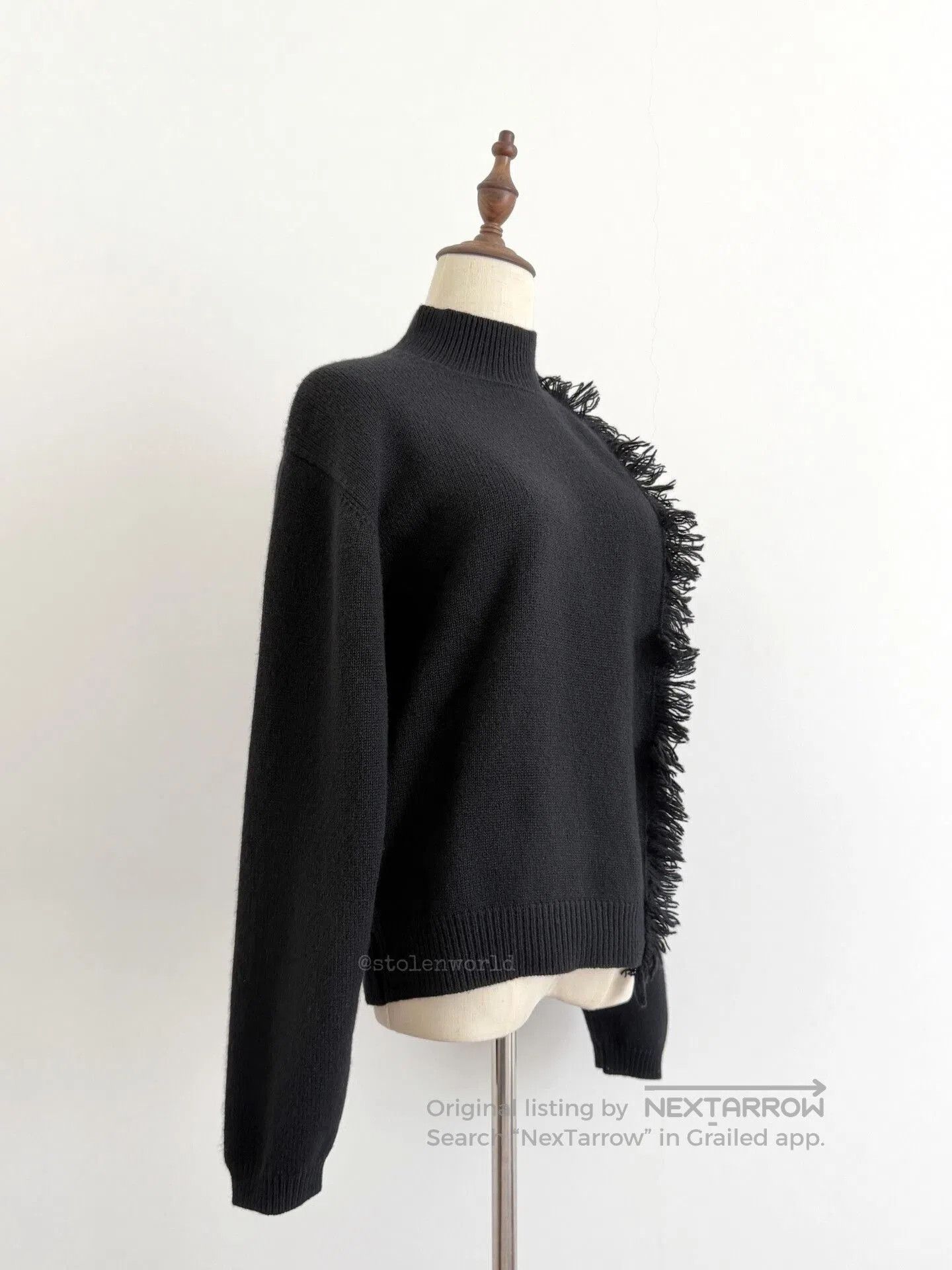 Y's black knitted high collar with tassel. Size L / US 10 / IT 46 - 8 Thumbnail
