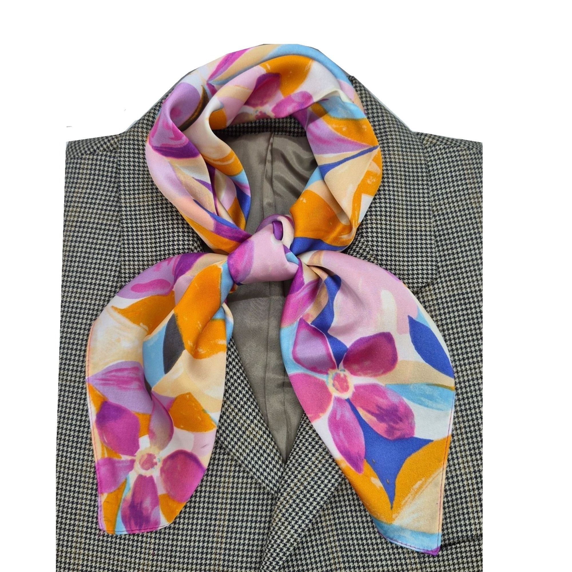 Other ✨Luxury Chic Silky Square Scarf Purple White Iris Flower Pri Size ONE SIZE - 2 Thumbnail