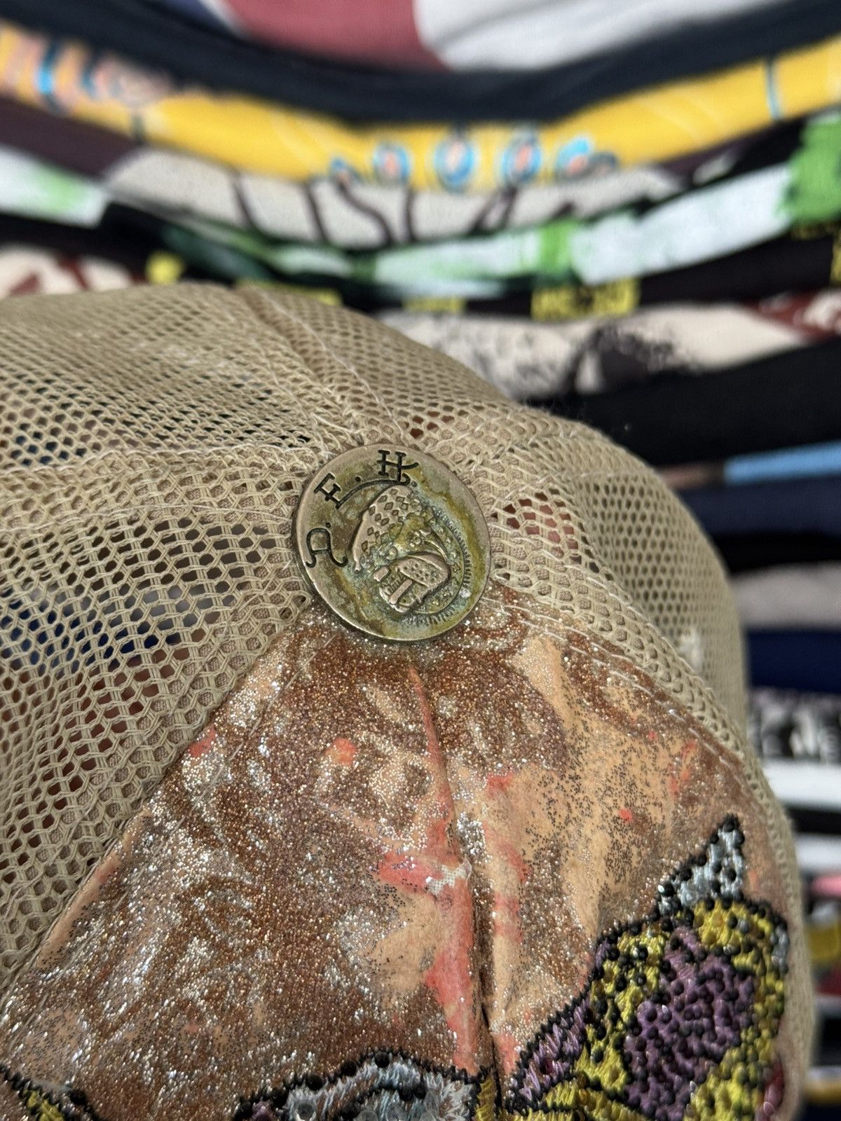 Ed Hardy × Vintage Vintage Ed Hardy Audigier brown cap rhinestones hat Size ONE SIZE - 5 Thumbnail