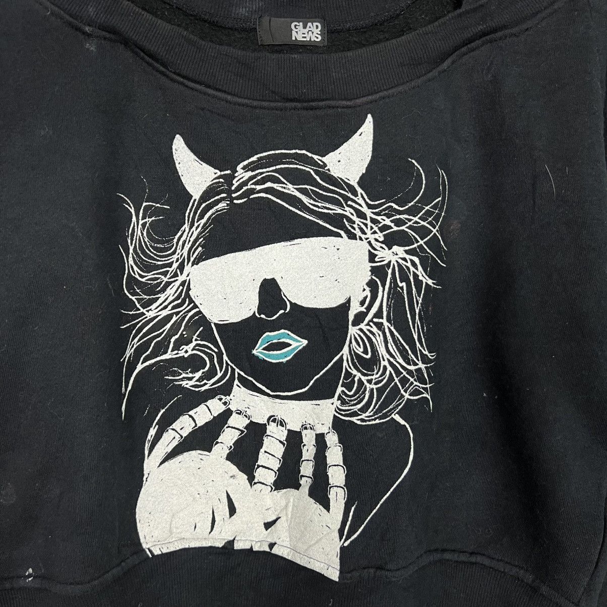 Japanese Brand Devil Girl Graphic Printed Lolita Punk Sweatshirt #4217-C192 Size S / US 4 / IT 40 - 4 Thumbnail