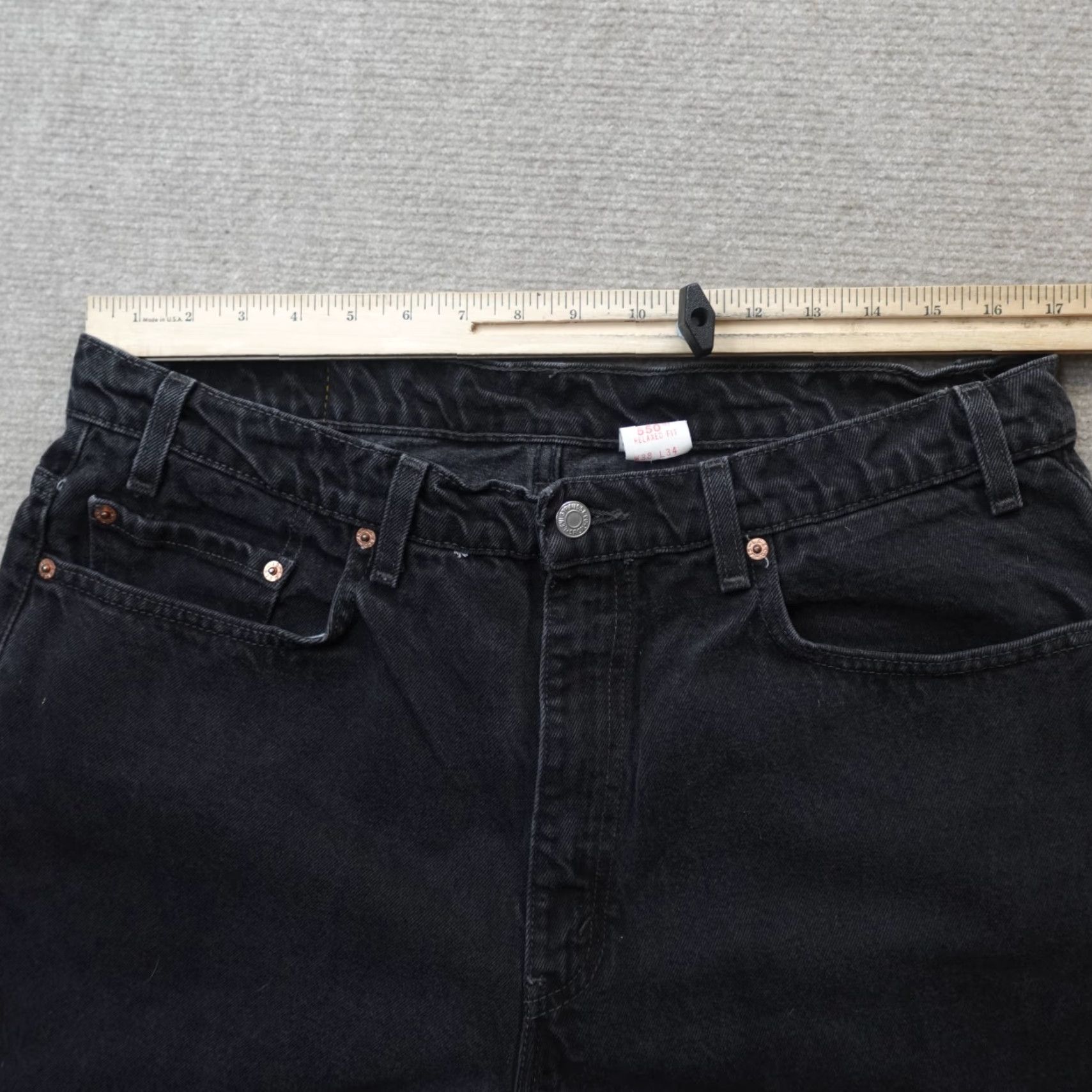 Levi's VINTAGE Levi's 550 Jeans 36 x 33 Black Zip Fly Relaxed Taper Men 36 Regular Inseam 33 Levi's 550 Denim Cotton Jeans 1998 Black Mens Size US 36 / EU 52 - 6 Thumbnail