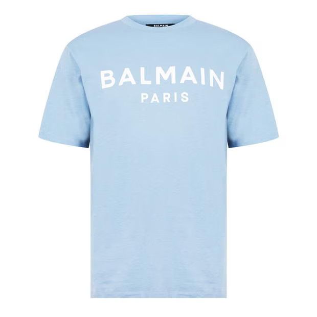 image of Balmain O1G2R1Mq0324 Logo T-Shirt In Blue, Men's (Size Small)