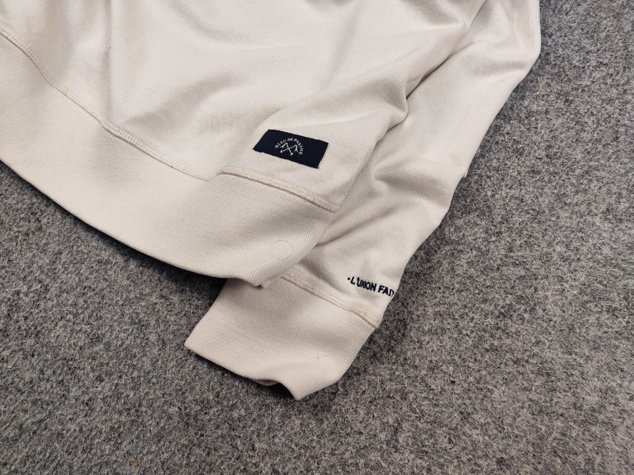 Bleu De Paname Crew Check Logo Jumper Beige Sweatshirt, Men's — image 5 of 6