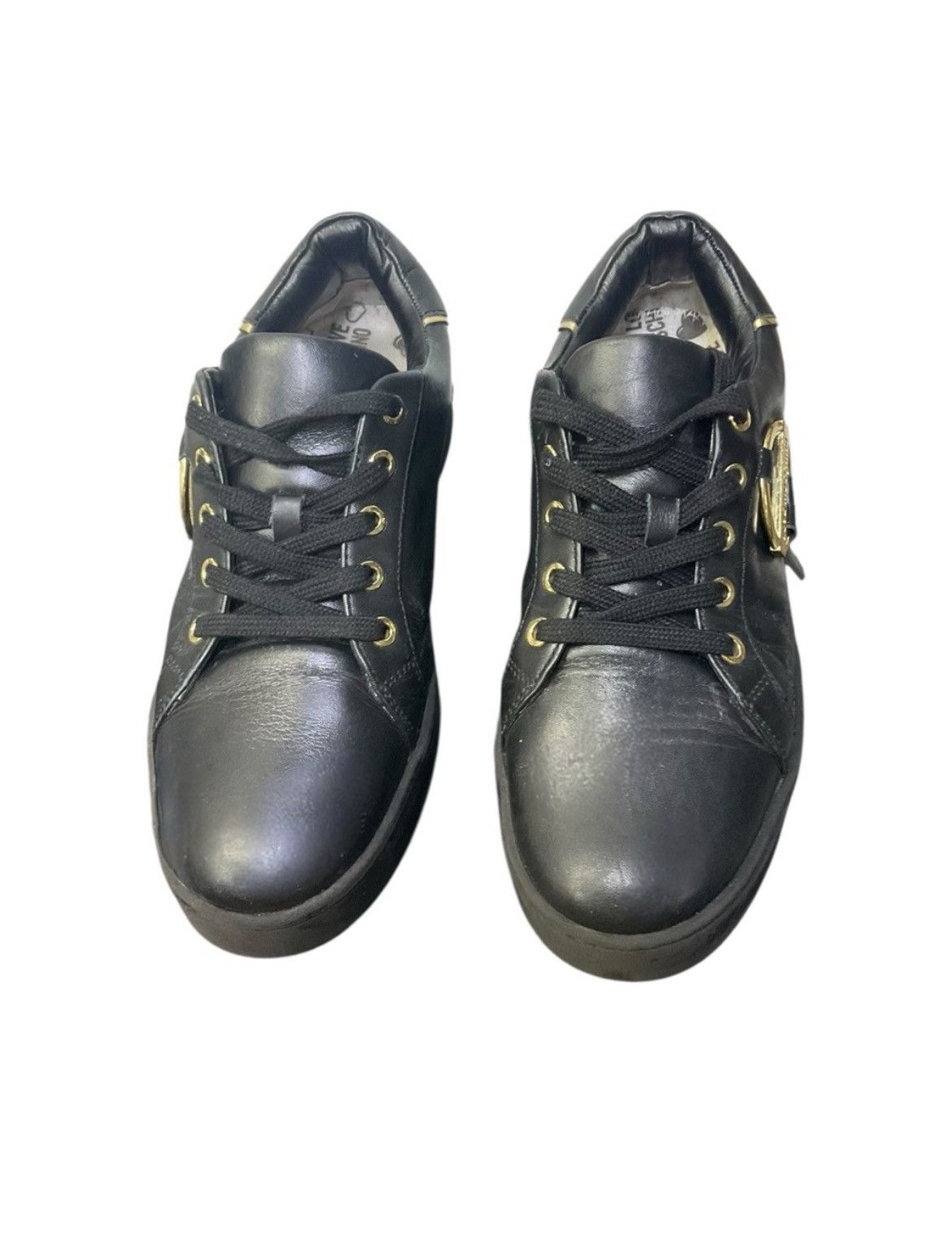 Moschino Love Moschino Black Gold Heart Sneakers Sz 39 EU Size US 8.5 / IT 38.5 - 3 Thumbnail