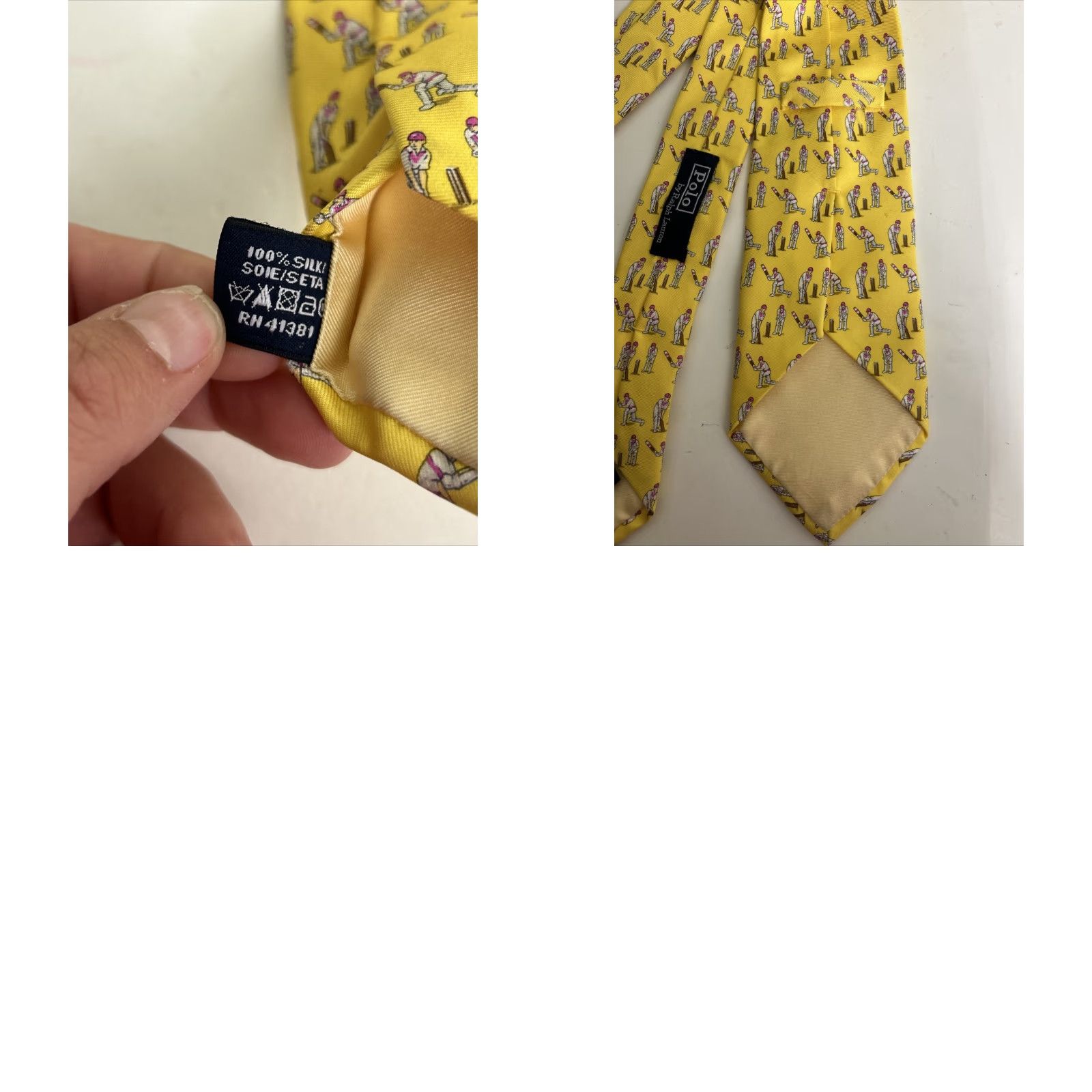 Ralph Lauren VINTAGE Ralph Lauren Silk Necktie Made Italy Yellow Cricket Men Size ONE SIZE - 8 Thumbnail