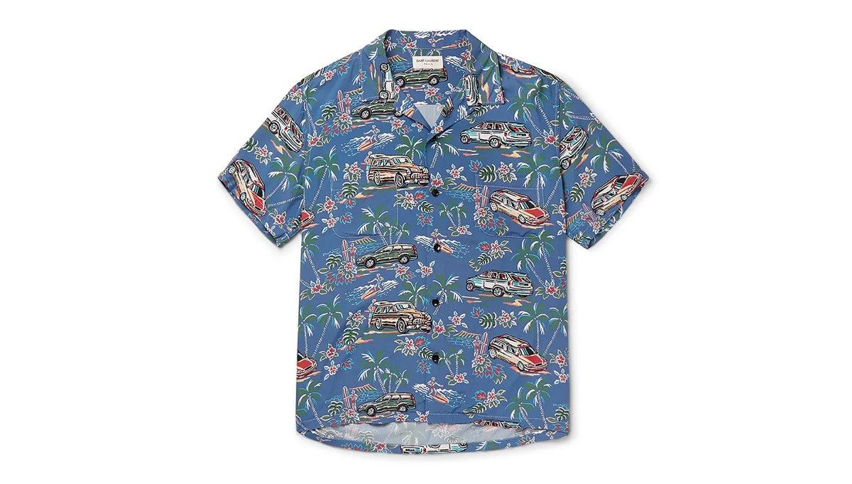 Saint Laurent Paris Saint Laurent Paris SS17 Hawaiian Blue Cuban Carprint Shirt Size US XL / EU 56 / 4 - 2 Thumbnail