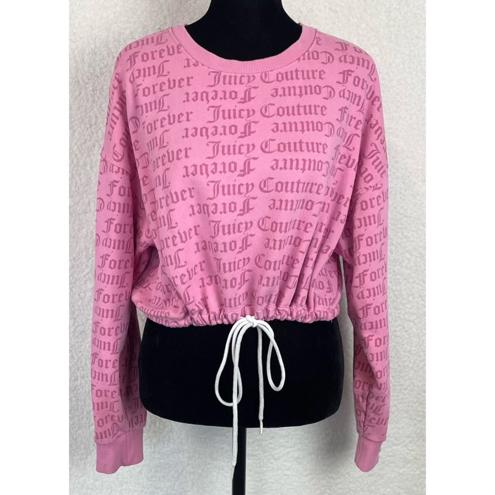 Juicy Couture JUICY COUTURE x F21 • Pink Logo Print Cropped Tie Sweatshirt Size M / US 6-8 / IT 42-44 - 4 Thumbnail