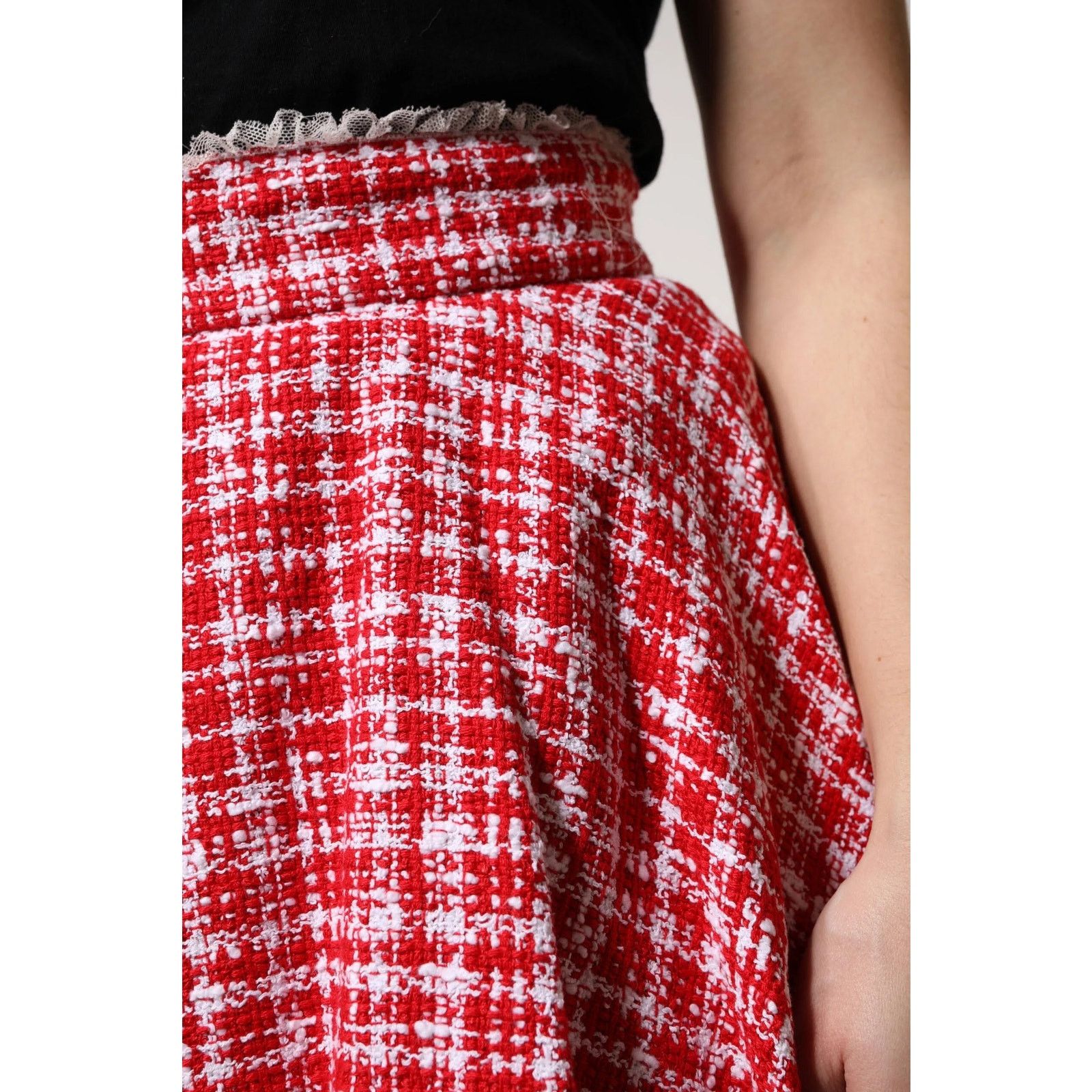Dolce & Gabbana Dolce & Gabbana Red White Tweed Circle Mini Skirt IT 40 US Size 27" / US 4 / IT 40 - 9 Thumbnail