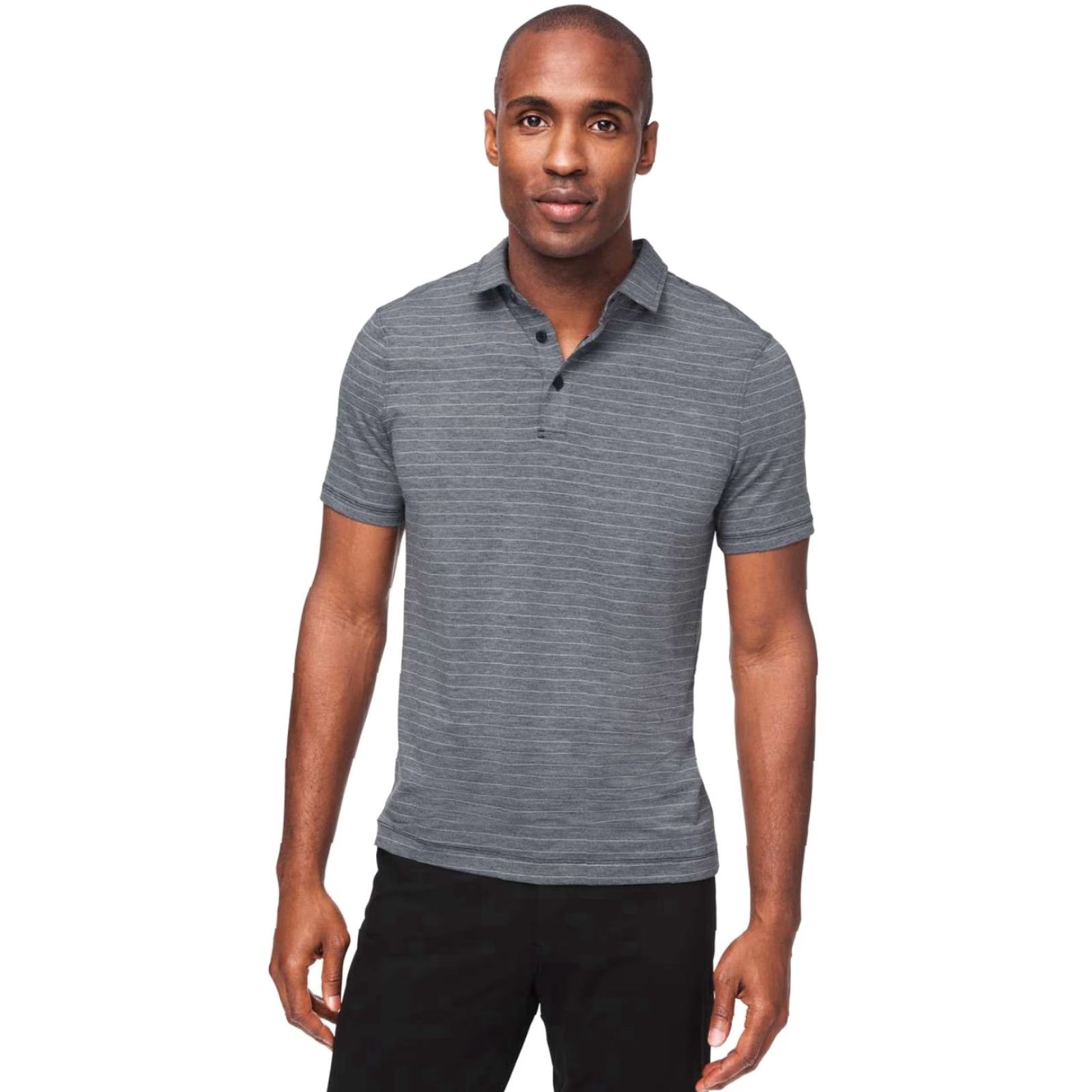 Lululemon Lululemon Polo Shirt Medium Blue Heather Striped Short Sleeve Evolution Mens Polo Shirt M Blue Striped Performance Golf Summer Spring Stretch Logo Size US M / EU 48-50 / 2 - 8 Thumbnail