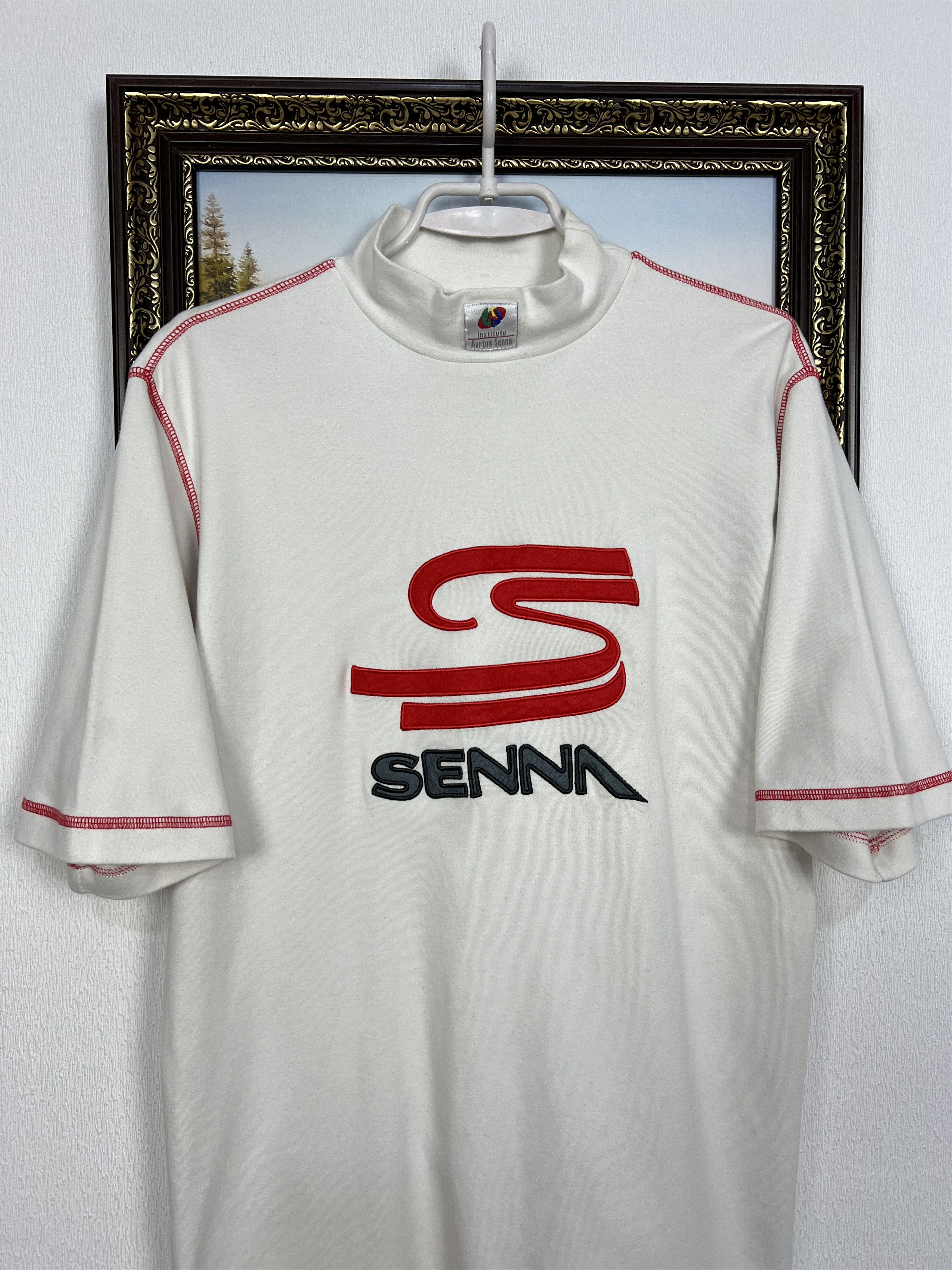 Vintage Ayrton Senna Big Logo F1 Racing Brazil Legend Shirt Jersey Size US L / EU 52-54 / 3 - 2 Thumbnail