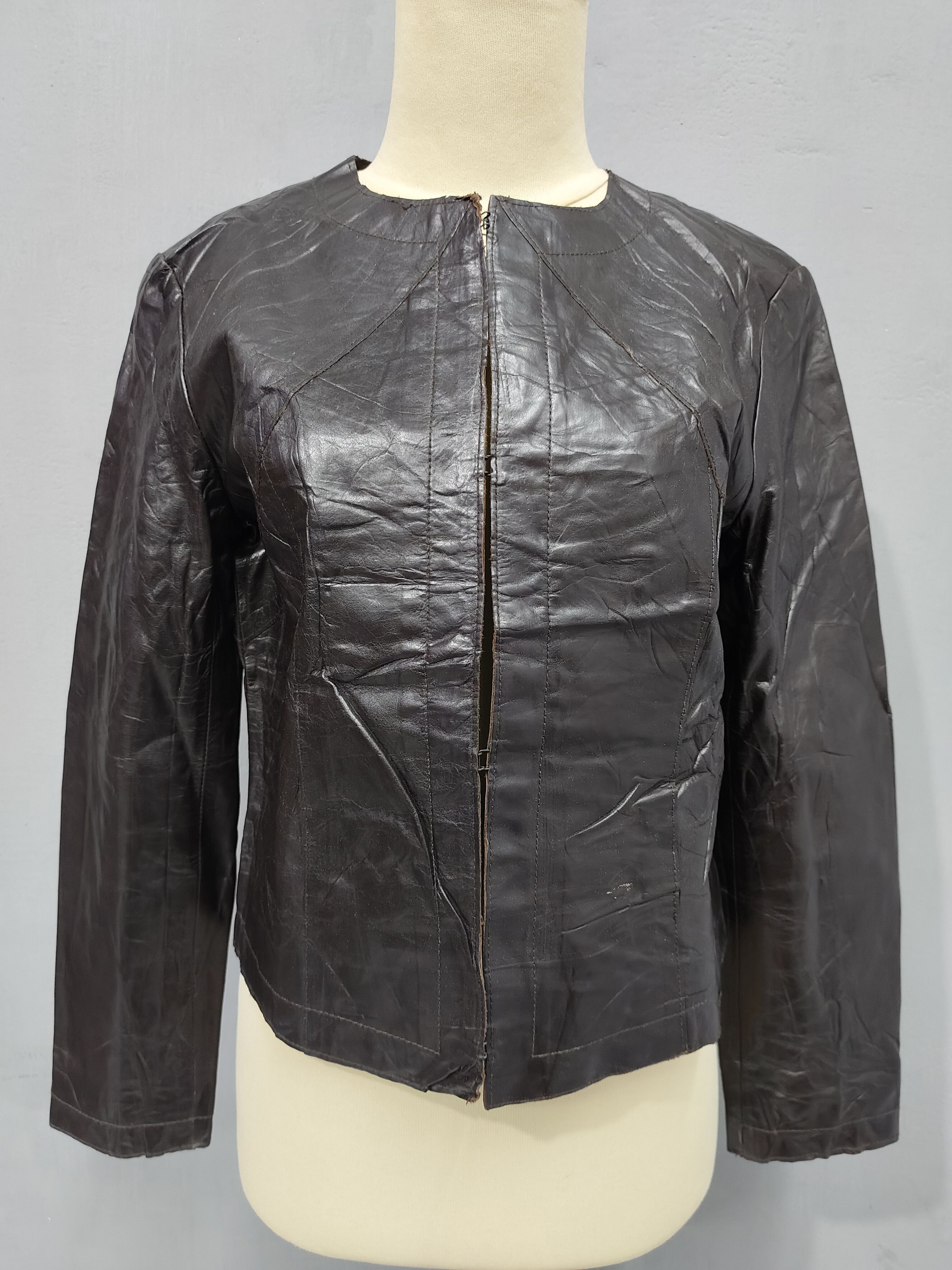 Karl Lagerfeld 90s Karl Lagerfeld- Archive Minimalist Moto Leather Jacket Size M / US 6-8 / IT 42-44 - 2 Thumbnail