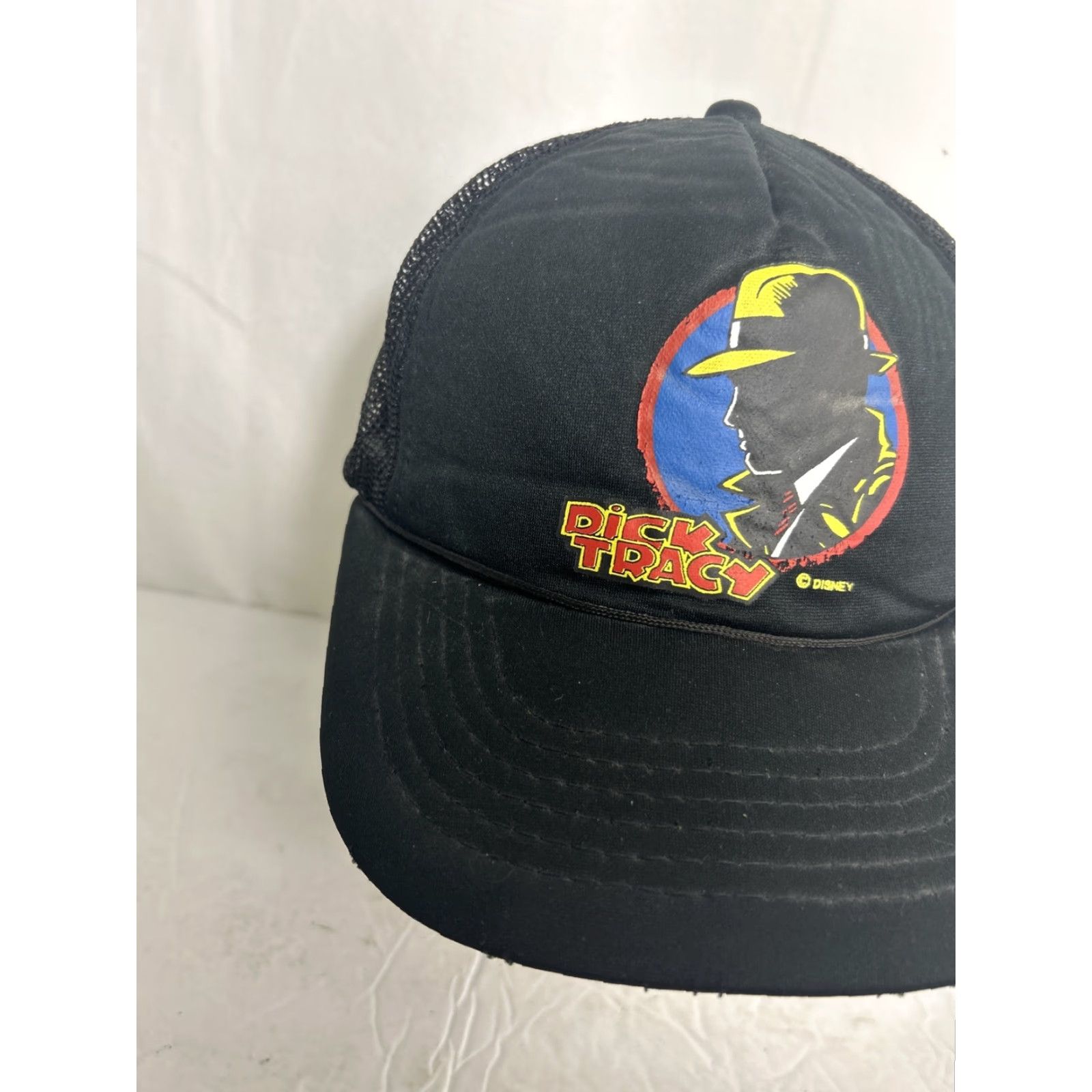 Disney VINTAGE Dick Tracy Trucker Hat Black SnapBack Adjustable Distressed Men One Size Disney Kapit? Size ONE SIZE - 4 Thumbnail