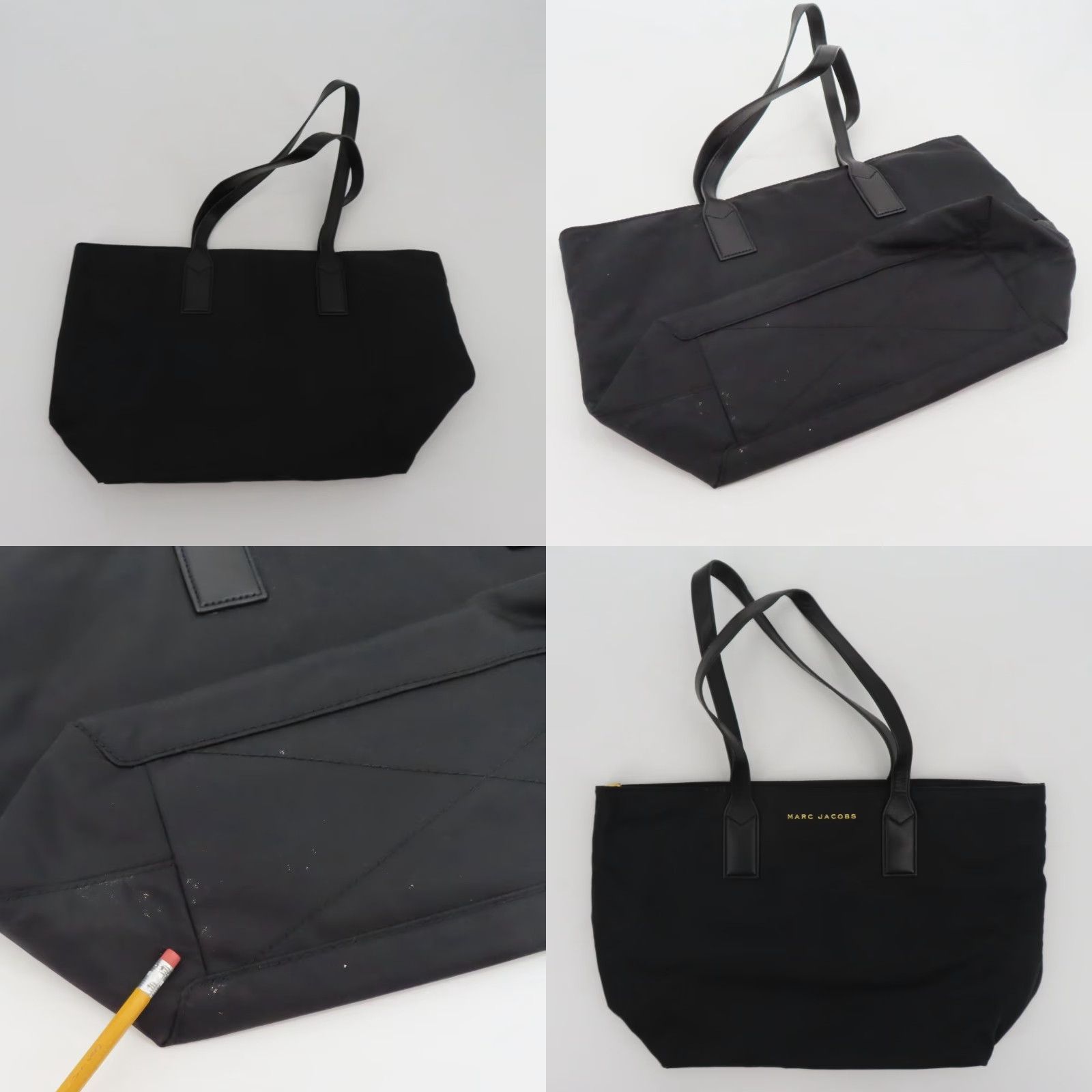 Marc Jacobs Marc Jacobs Solid Black Gold Hardware Zipper Shopper Purse Handbag Tote Bag Shopper Tote Bag Womens Size ONE SIZE - 9 Thumbnail