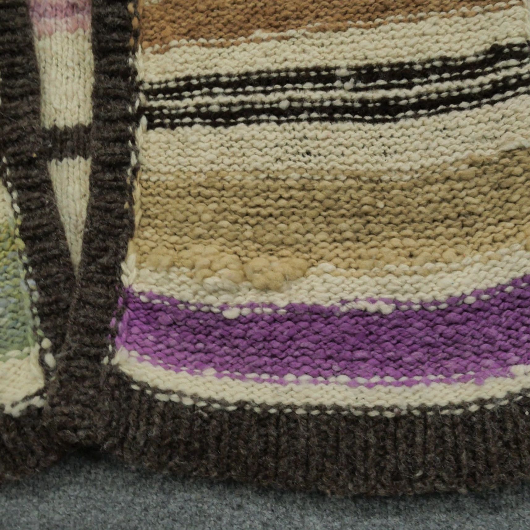 Vintage VINTAGE Handmade Sweater Vest Womens XL Brown Purple Striped Hippy Rag Cardigan Knit Wool V-Neck Casual Winter Size XL / US 12-14 / IT 48-50 - 4 Thumbnail