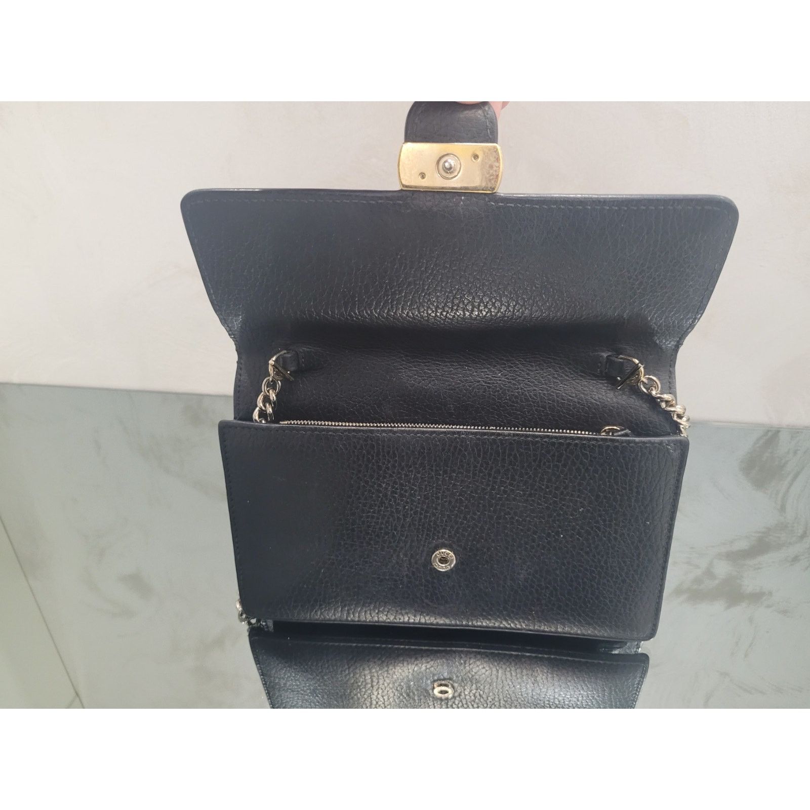 Gucci Gucci Interlocking G Black Leather Wallet on Chain Size ONE SIZE - 7 Thumbnail