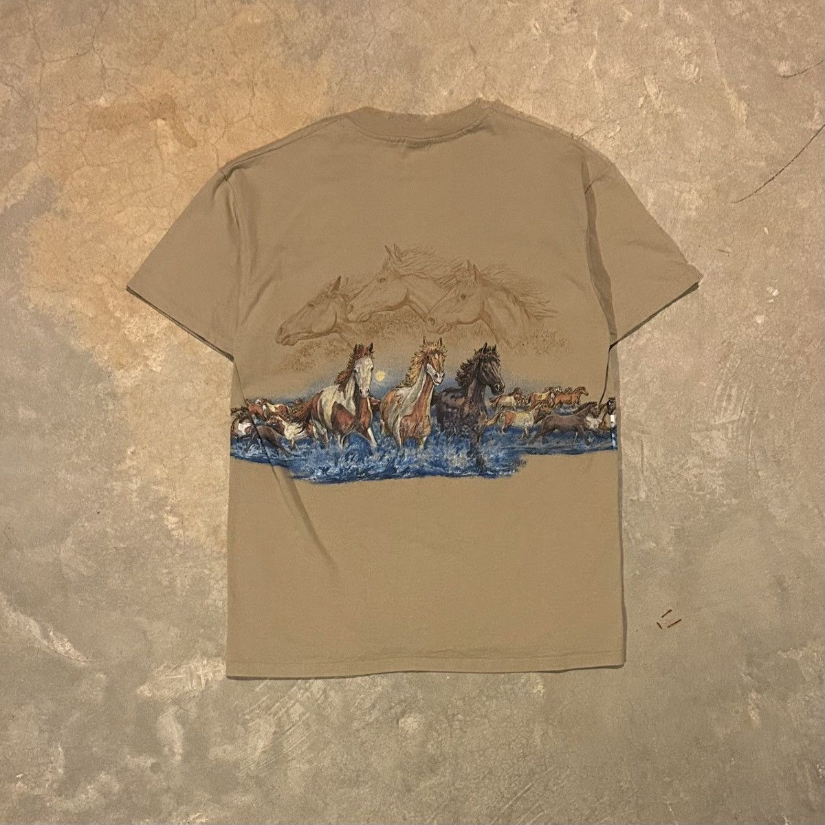 Vintage Crazy Vintage 90s Corolla Horses Wrap Around Tee Size US XL / EU 56 / 4 - 5 Thumbnail