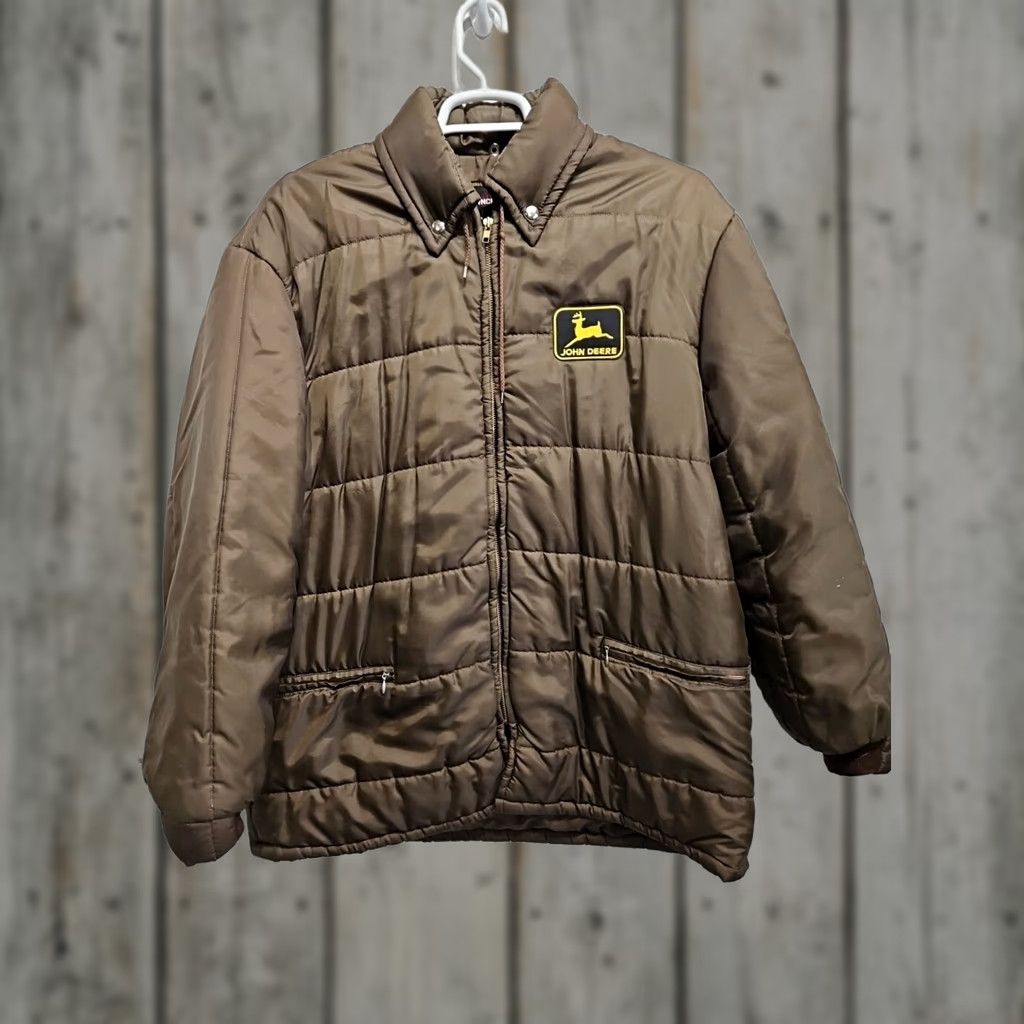JCPenney VINTAGE John Deere Puffer Trucker Jacket Coat Mens XL Brown Jacket Size US XL / EU 56 / 4 - 1 Thumbnail